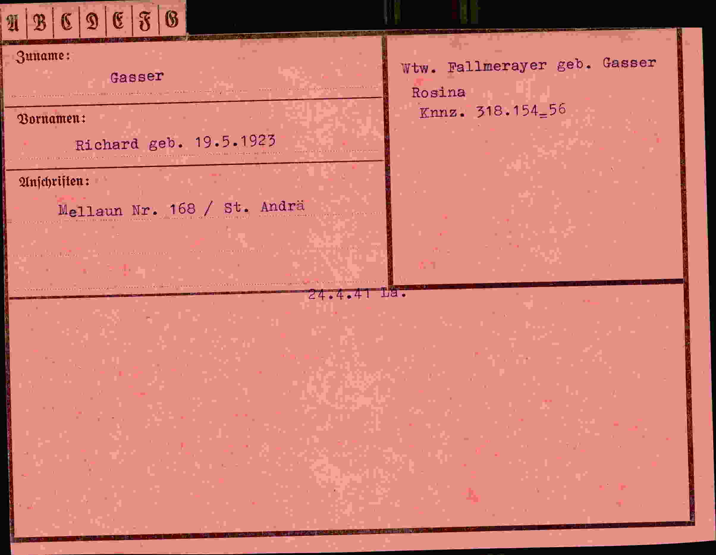 Vorderseite des Dokuments