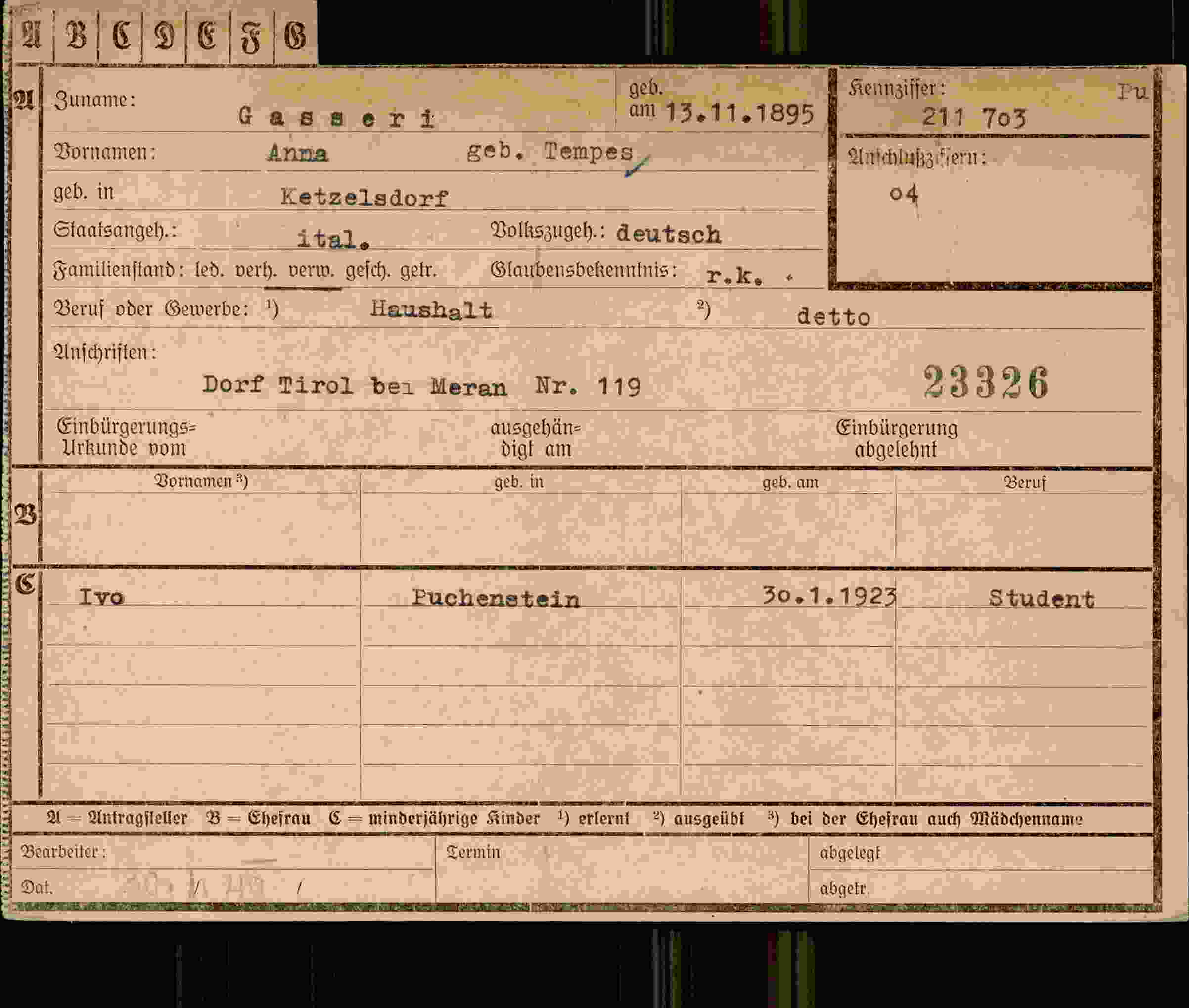 Vorderseite des Dokuments