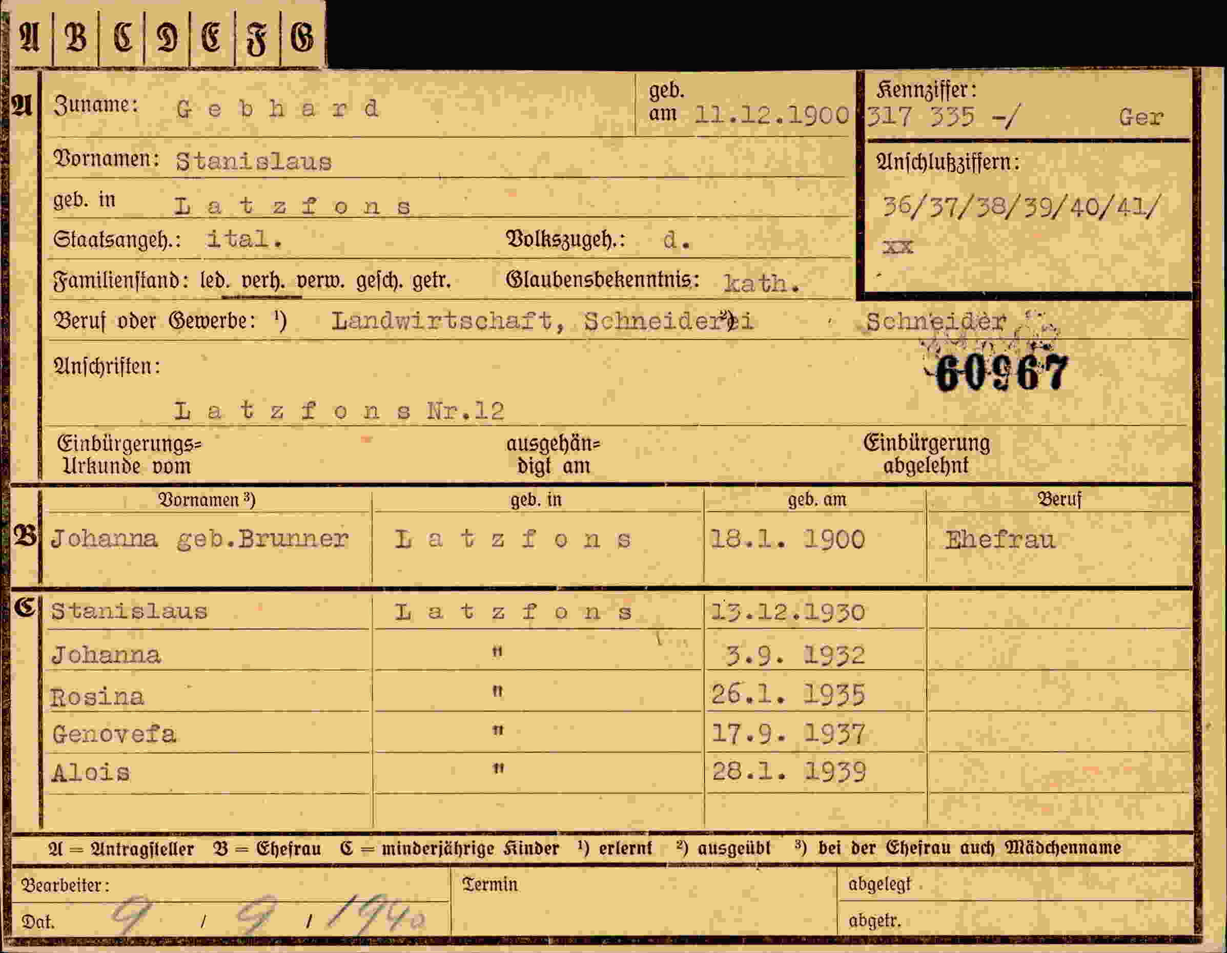 Dokument für Stanislaus Gebhard