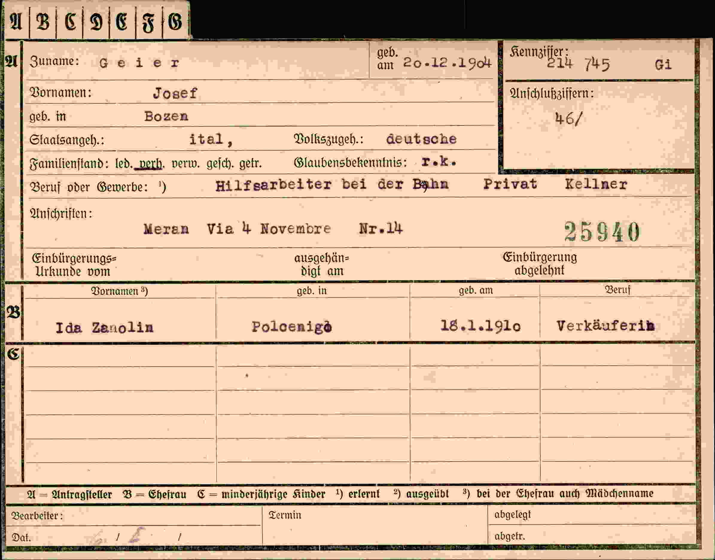 Dokument für Josef Geier