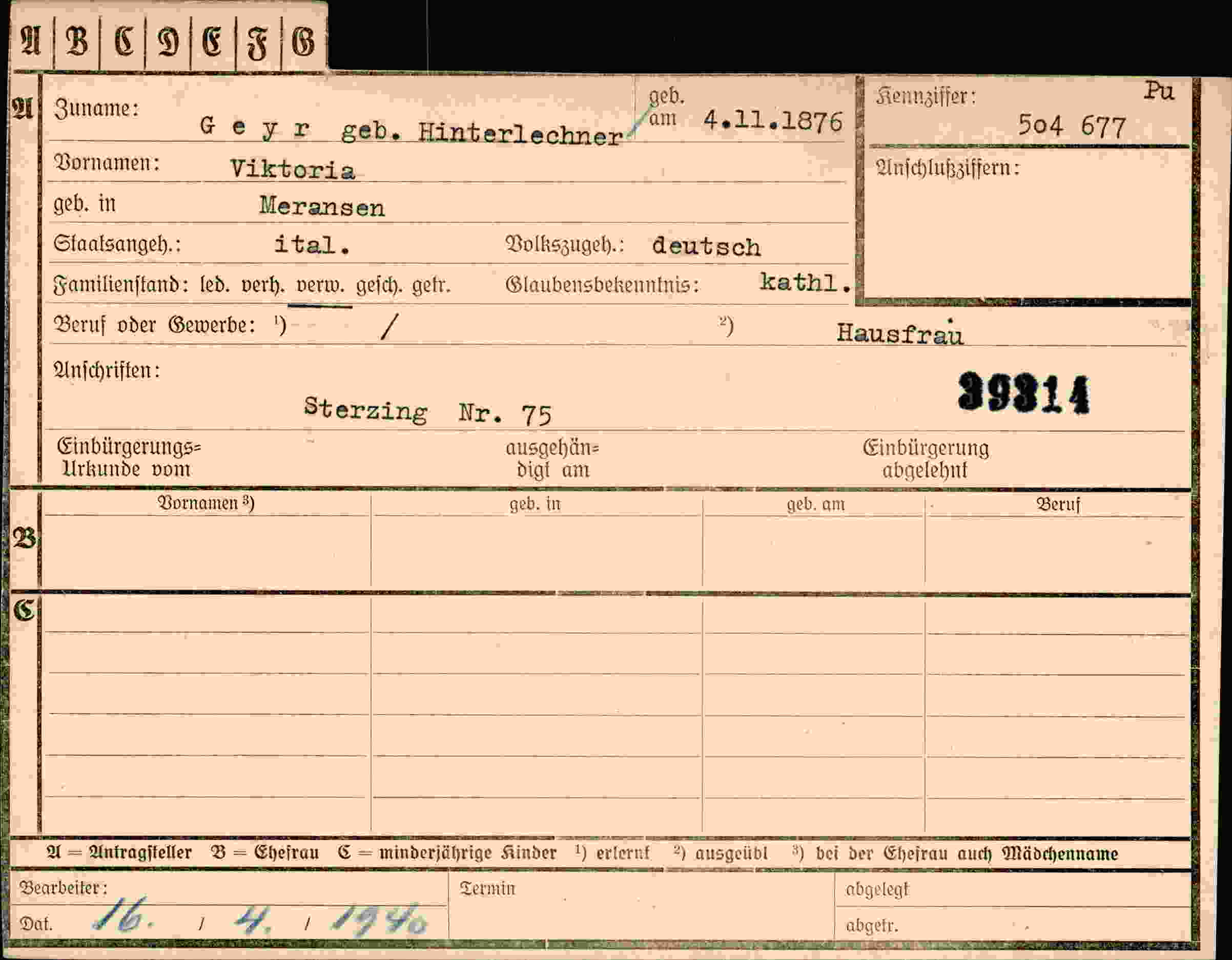 Dokument für Viktoria Hinterlechner
