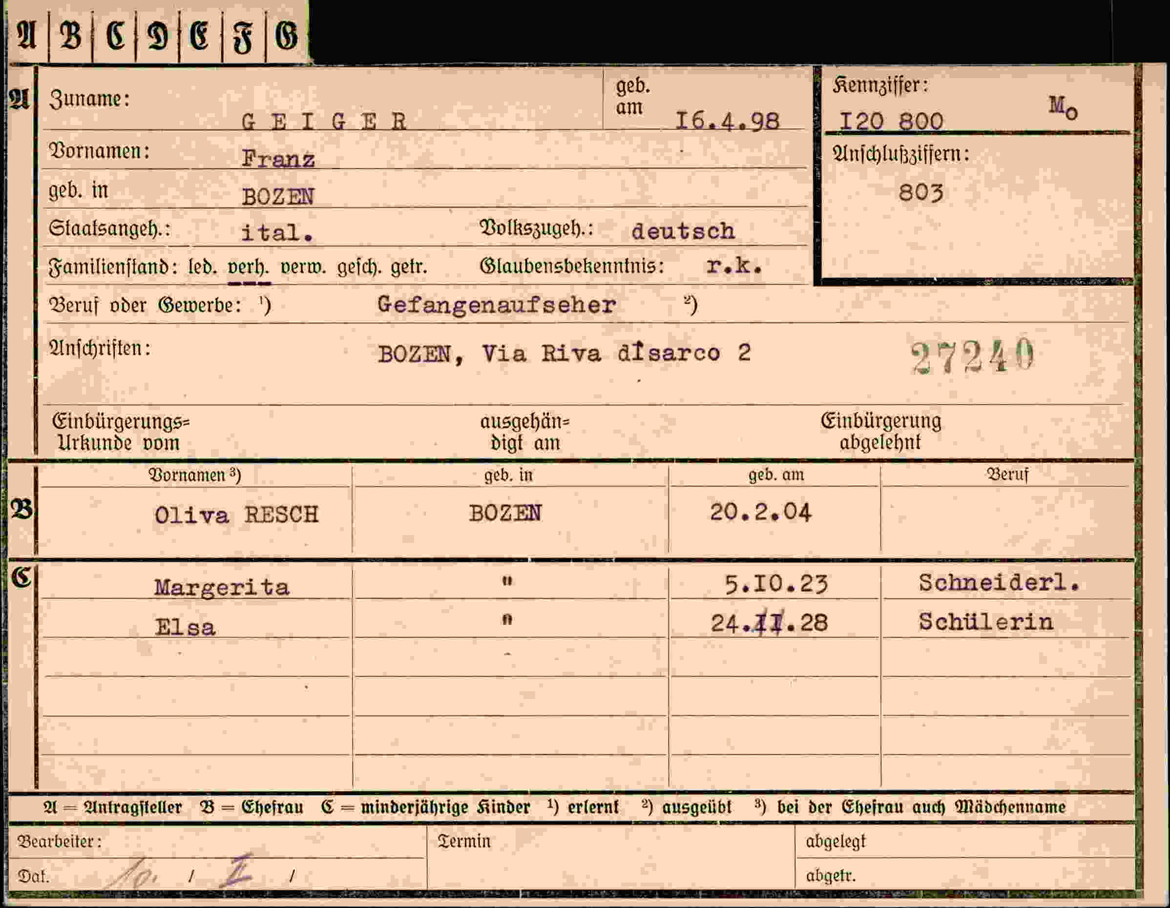 Dokument für Franz Geiger