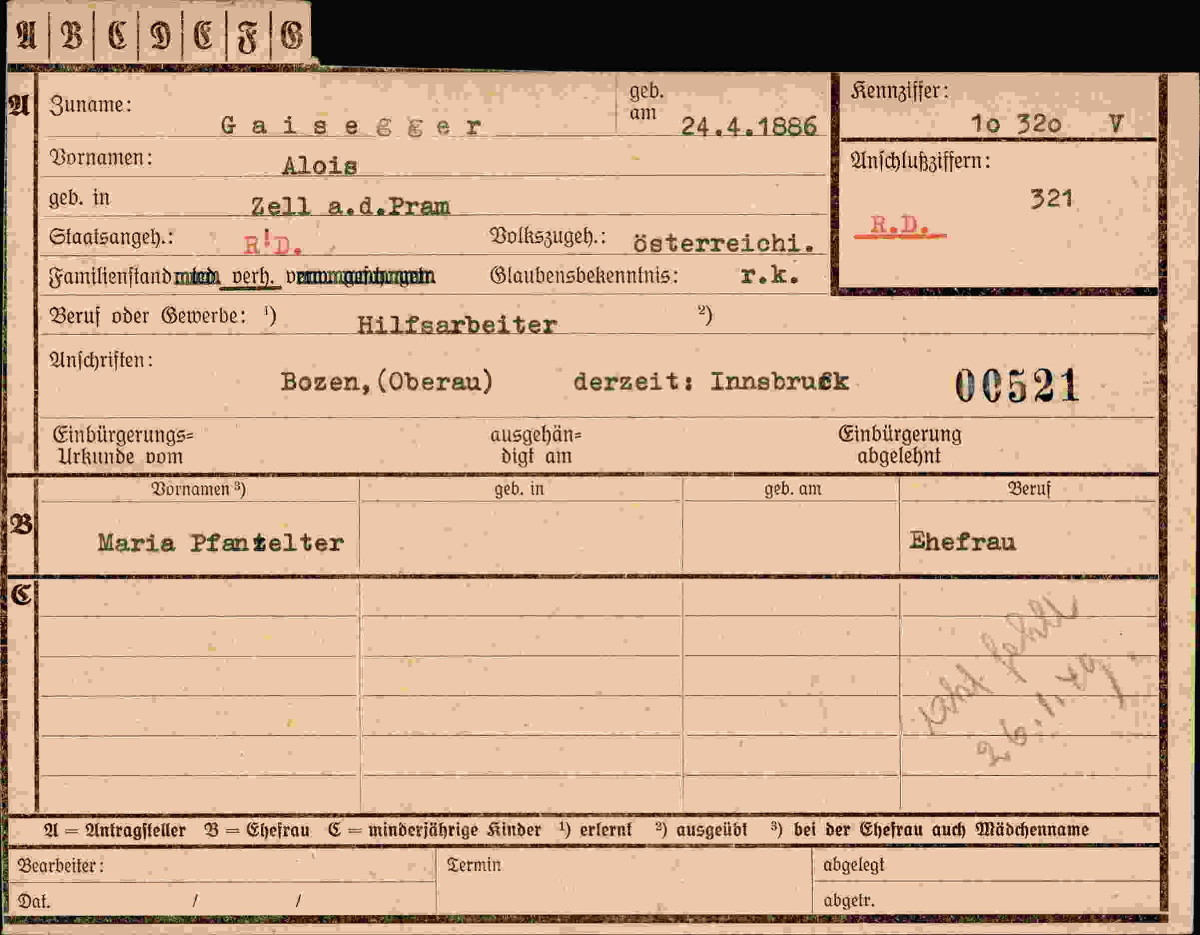 Vorderseite des Dokuments