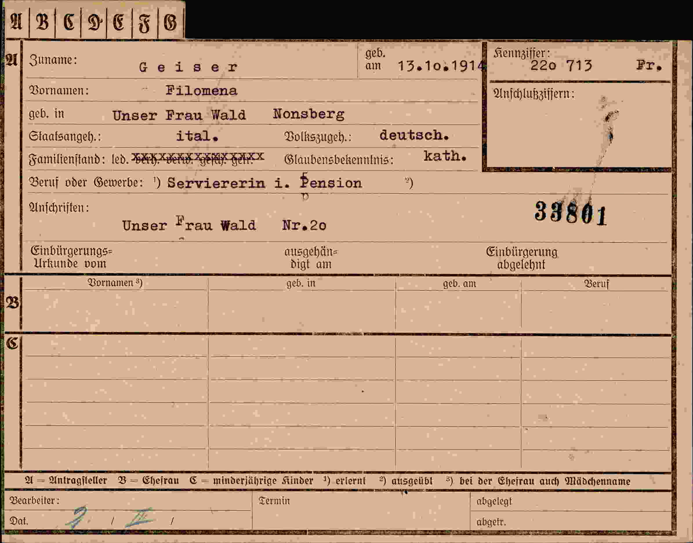 Dokument für Filomena Geiser