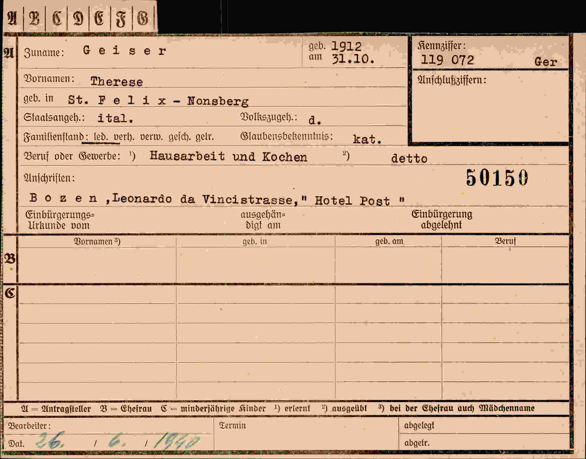 Vorderseite des Dokuments