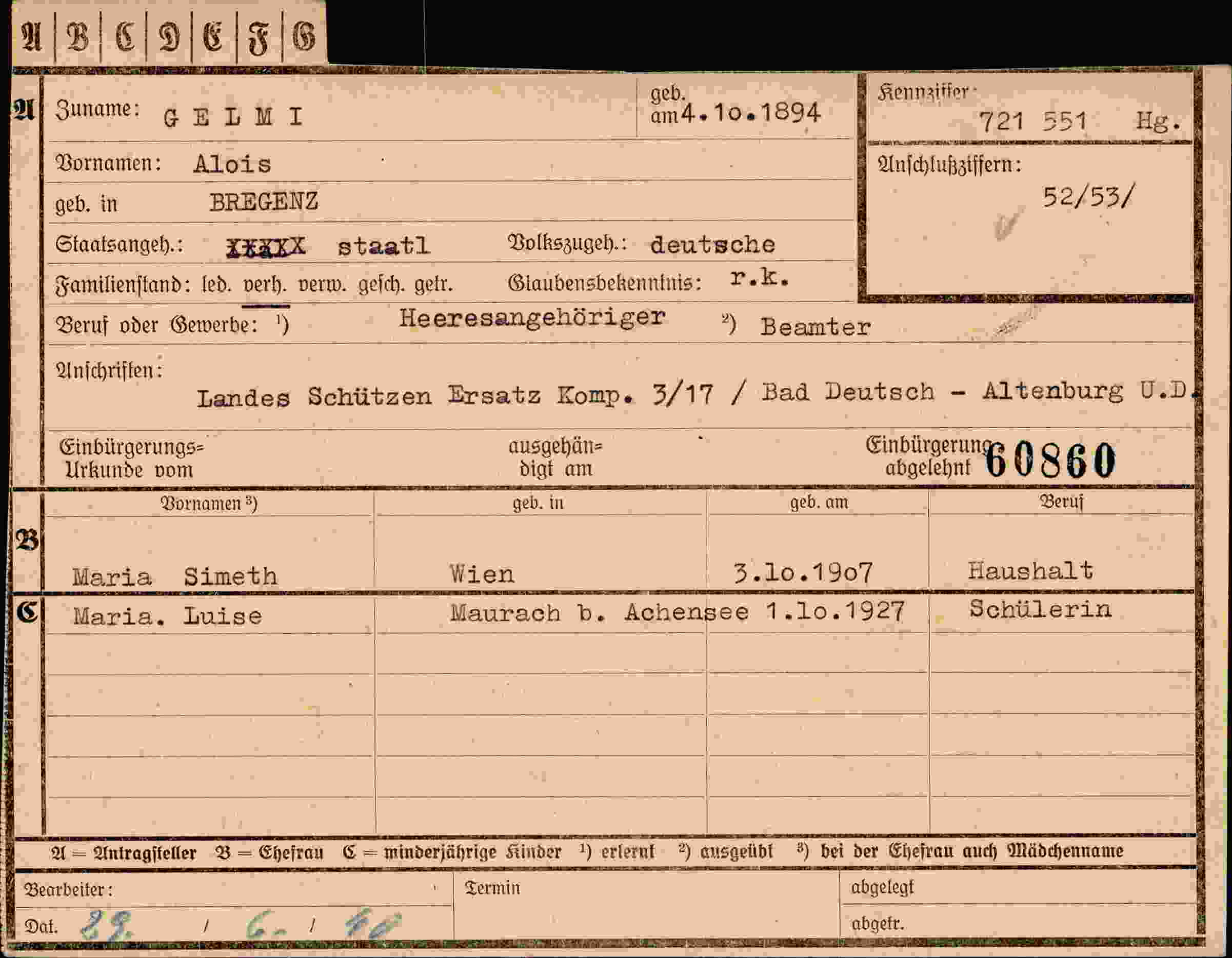 Dokument für Alois Gelmi