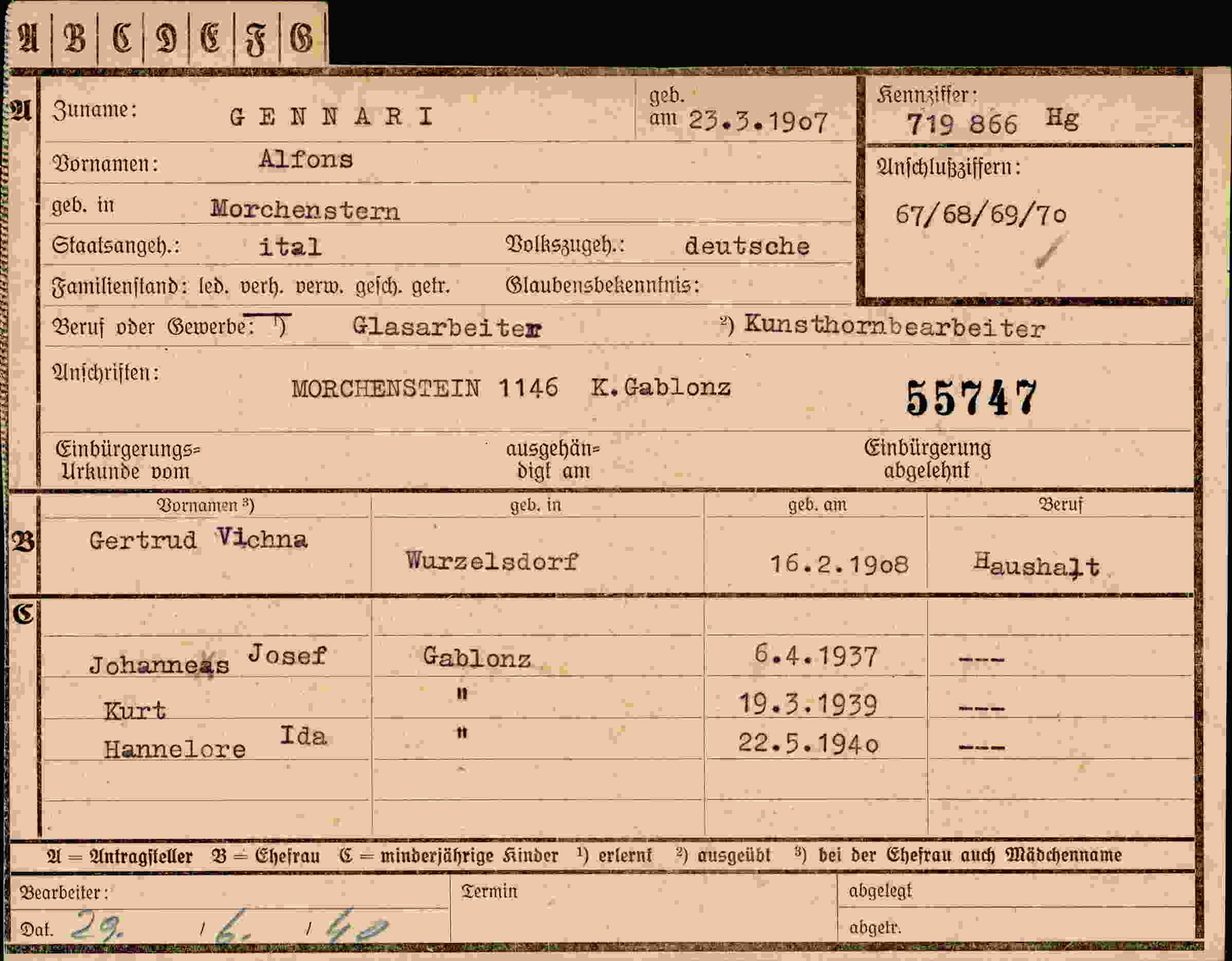 Vorderseite des Dokuments
