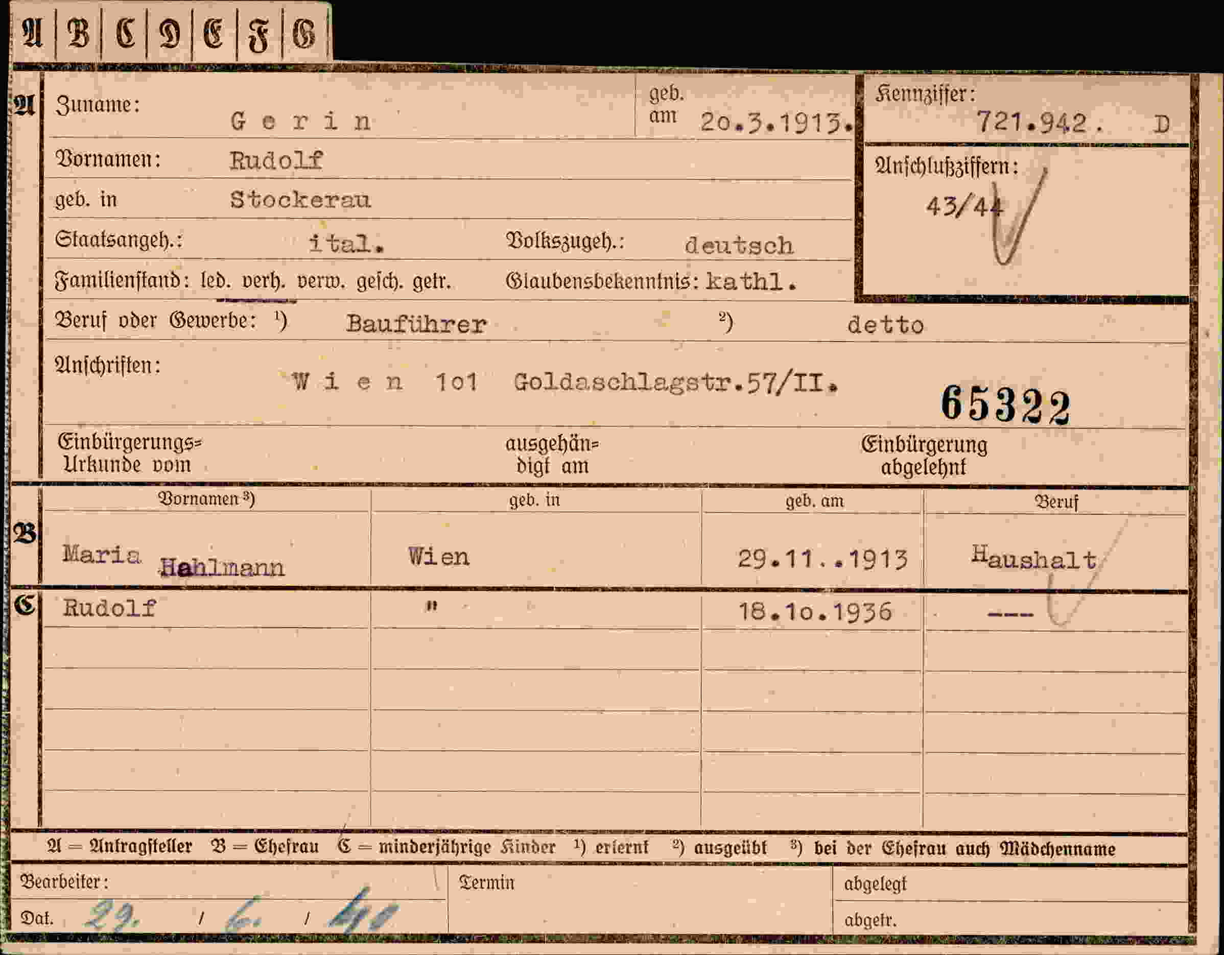 Dokument für Rudolf Gerin