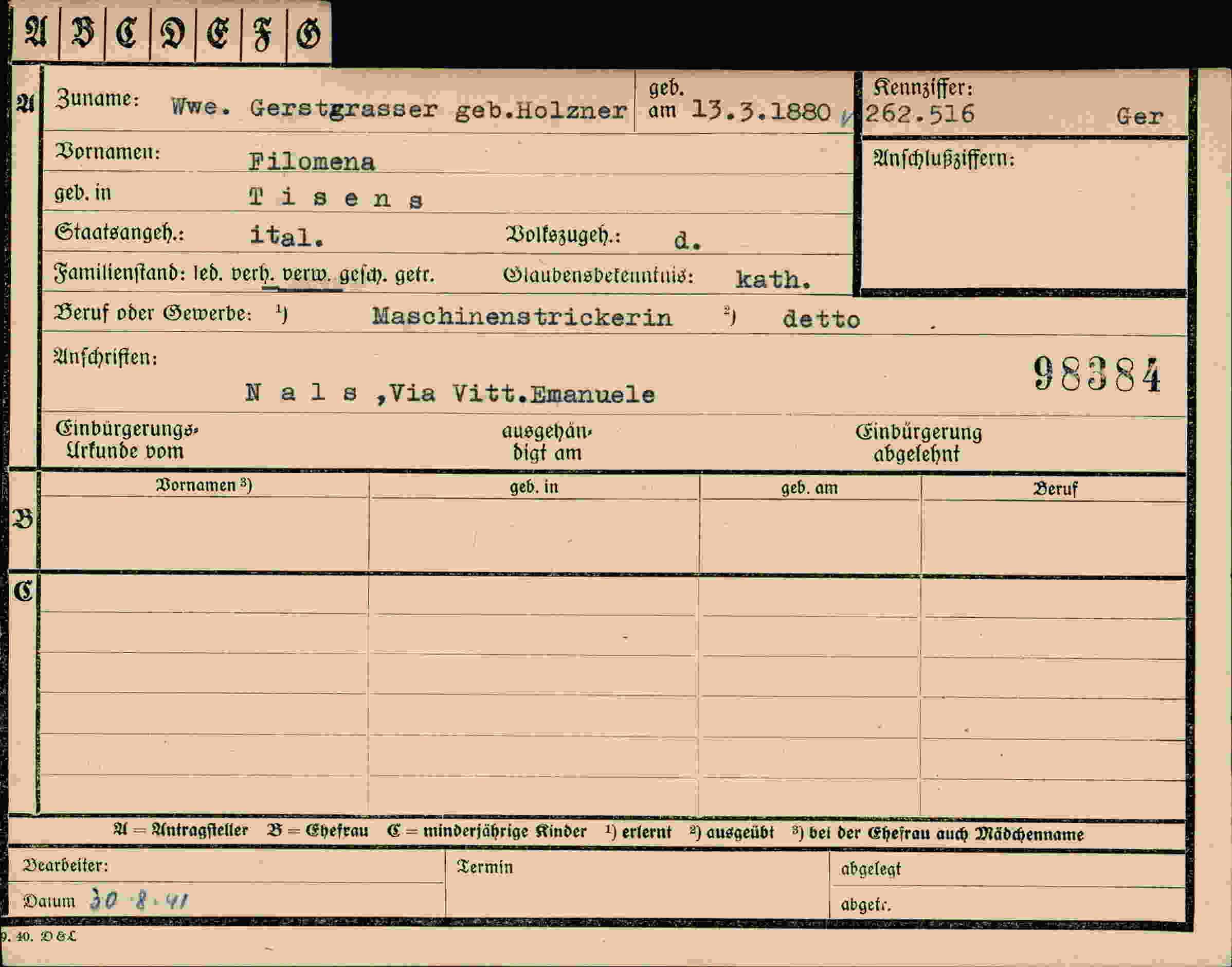 Dokument für Filomena Gerstgrasser