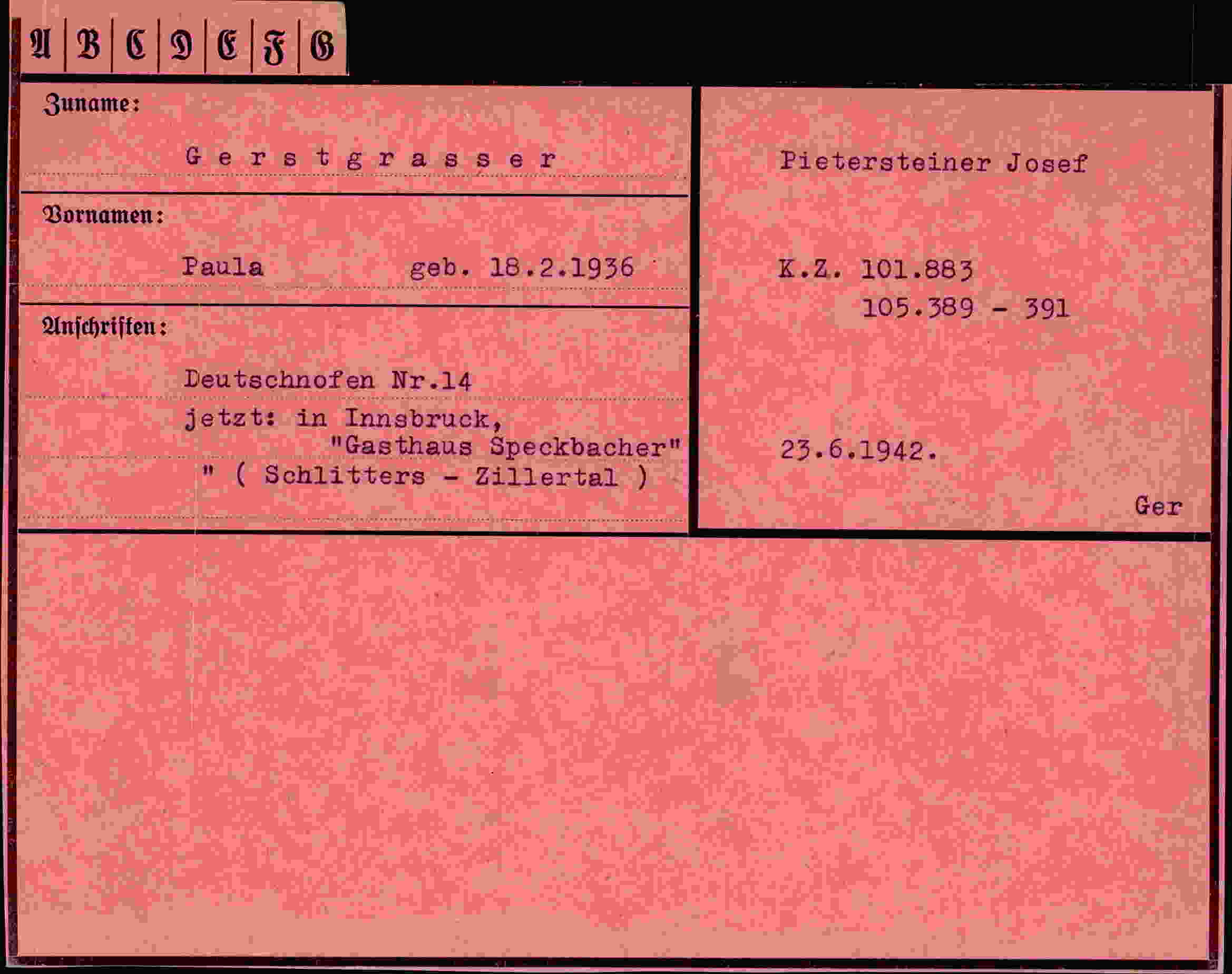 Vorderseite des Dokuments