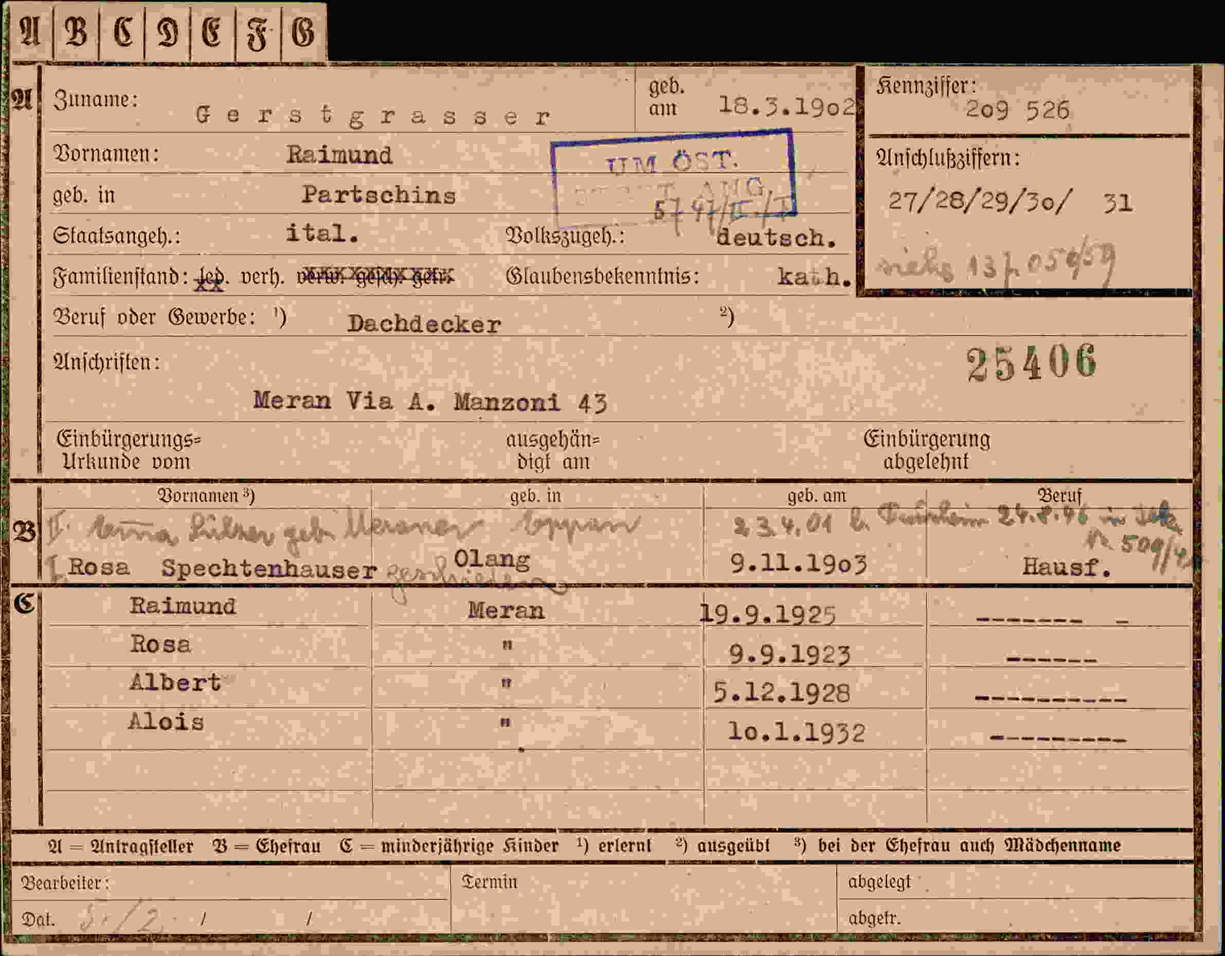 Dokument für Raimund Gerstgrasser