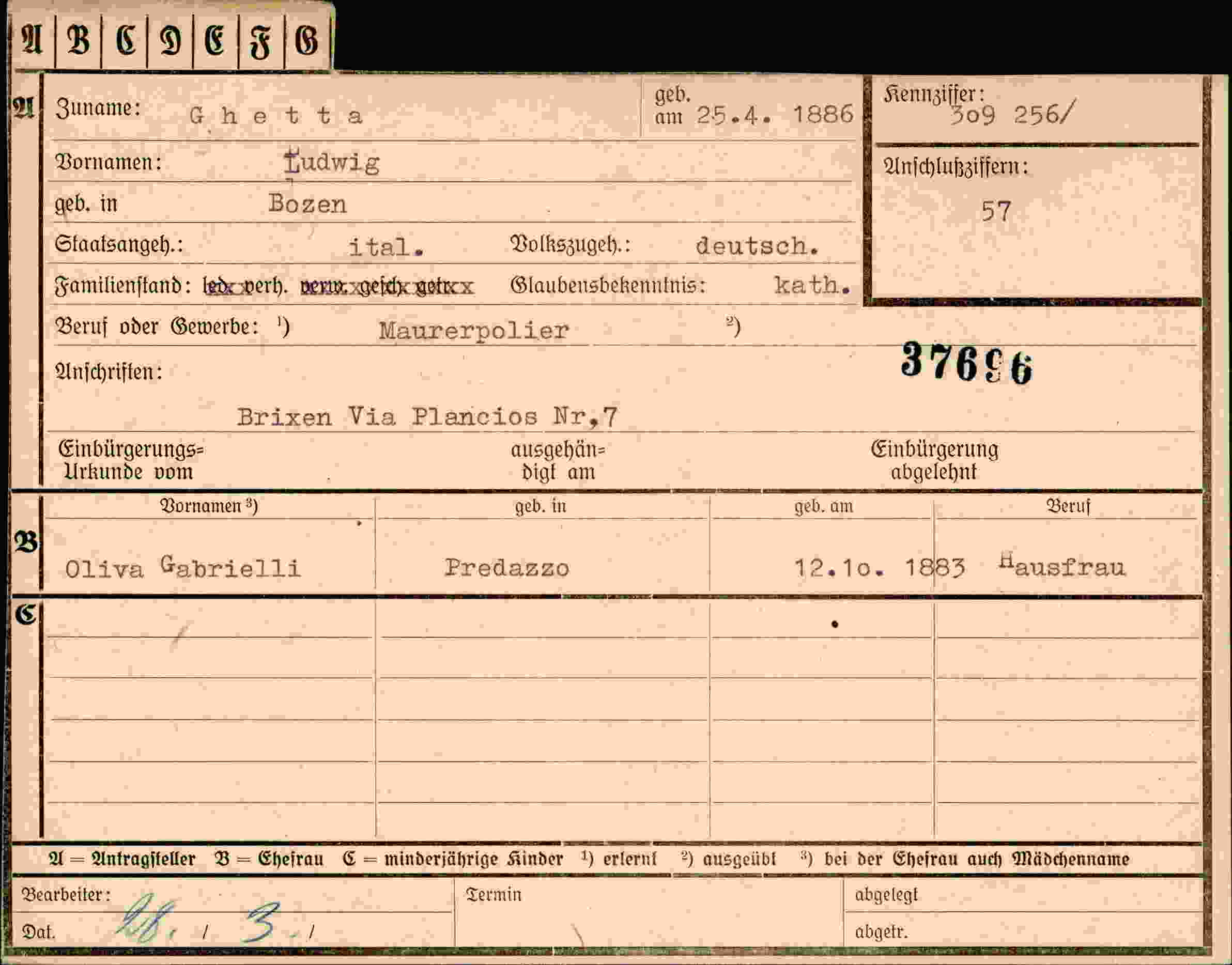 Dokument für Ludwig Ghetta
