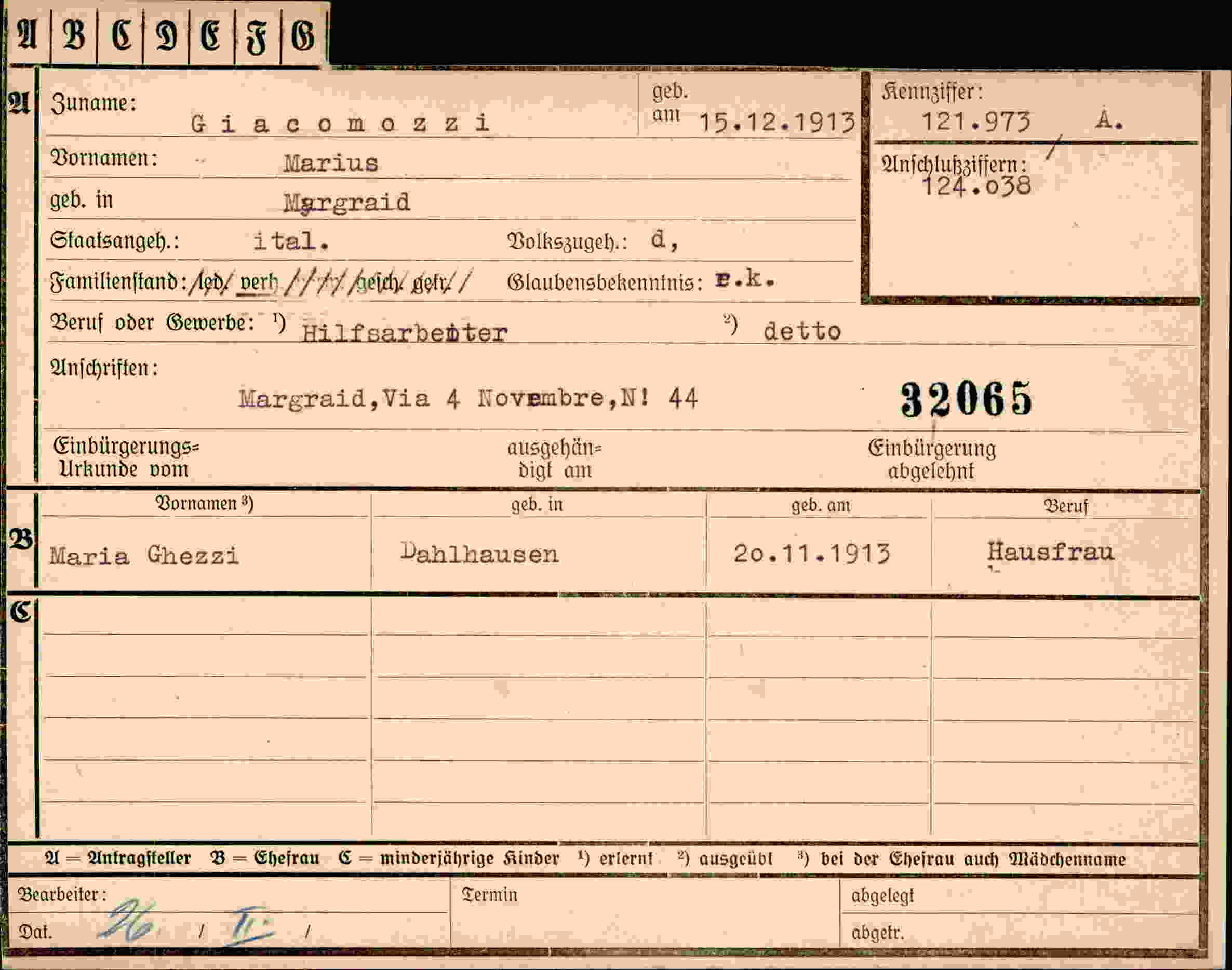Vorderseite des Dokuments