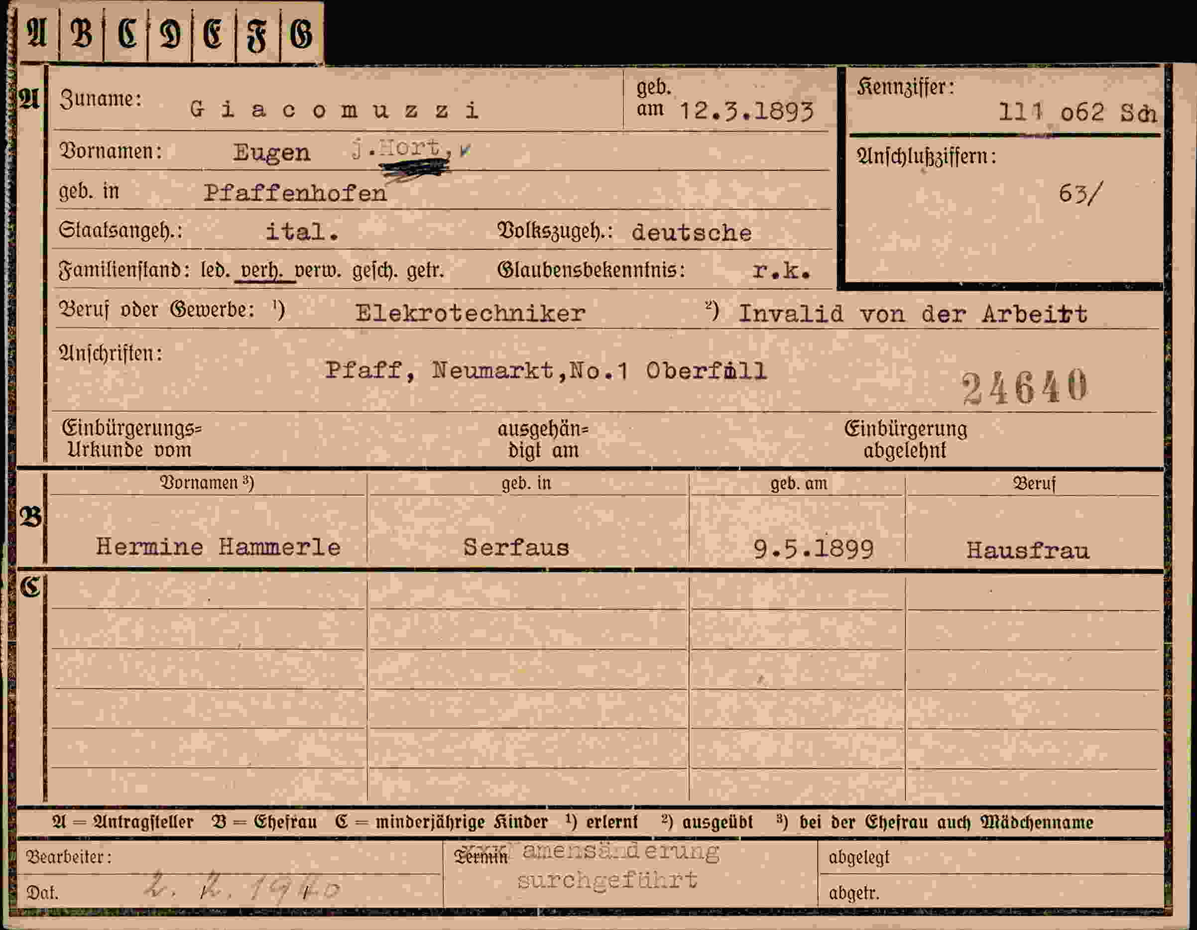 Dokument für Eugen Giacomuzzi