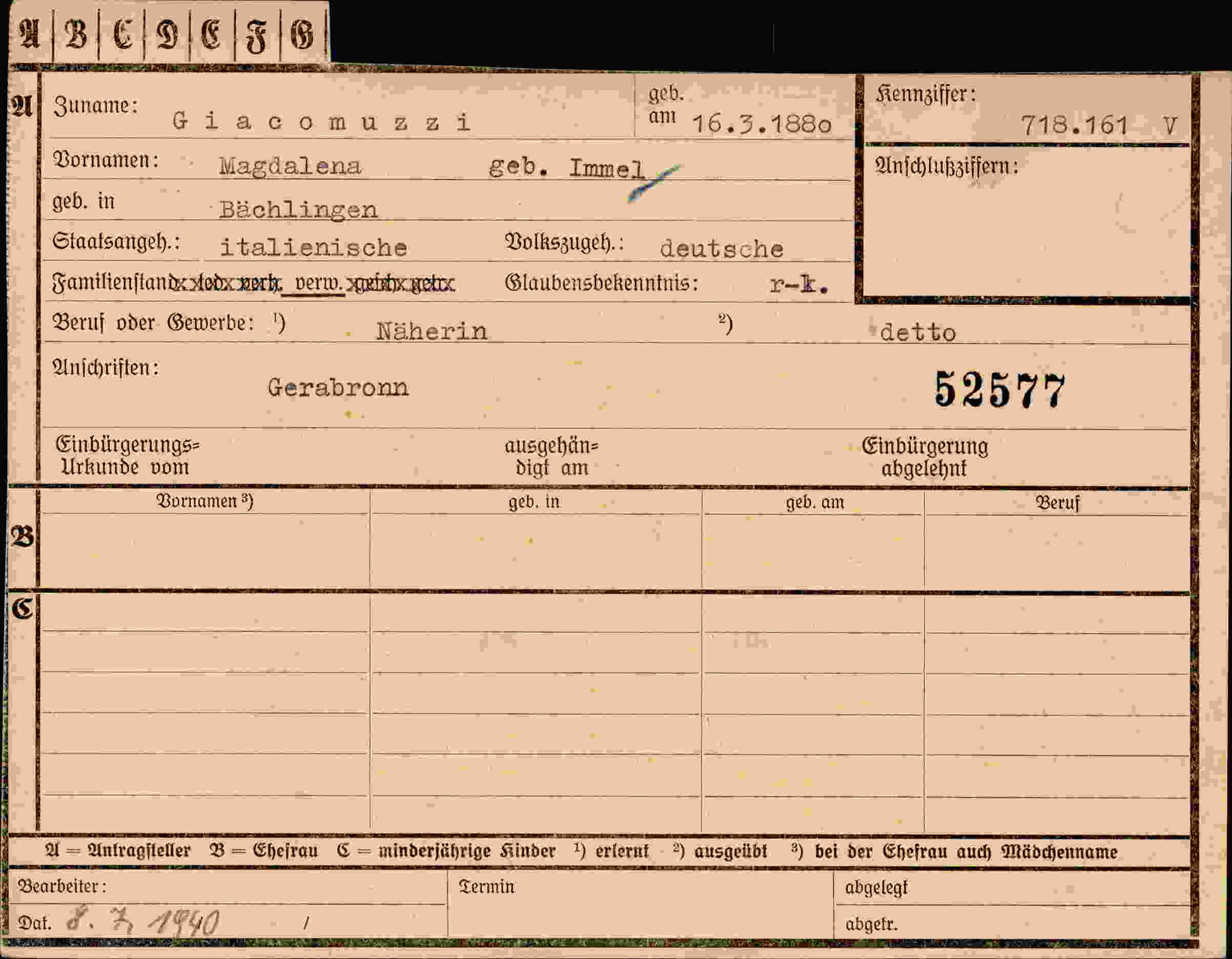 Dokument für Magdalena Giacomuzzi