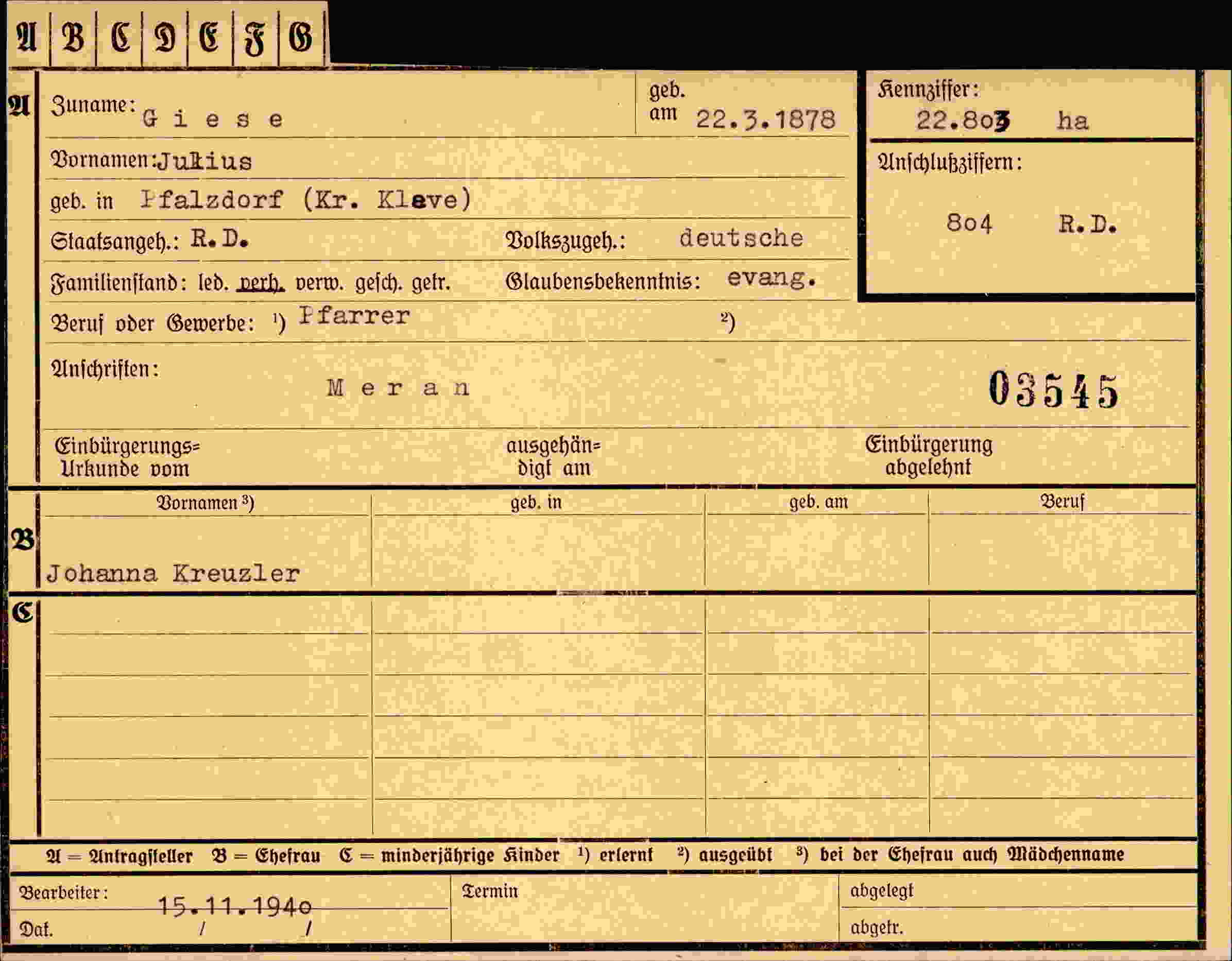 Dokument für Julius Giese