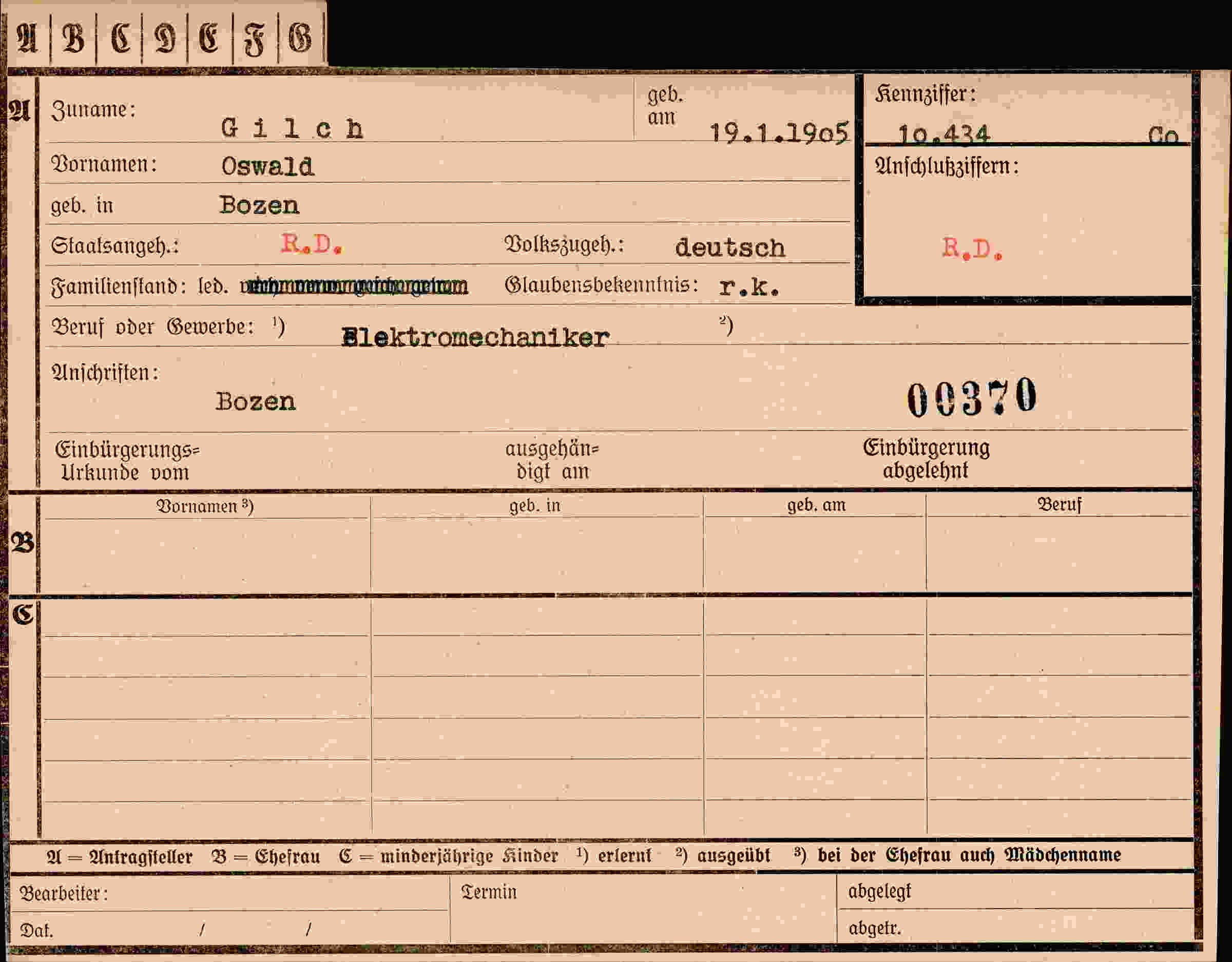Dokument für Oswald Gilch