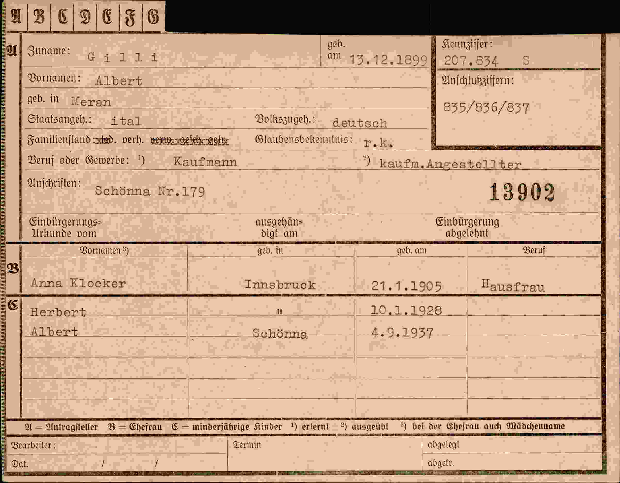 Dokument für Albert Gillii