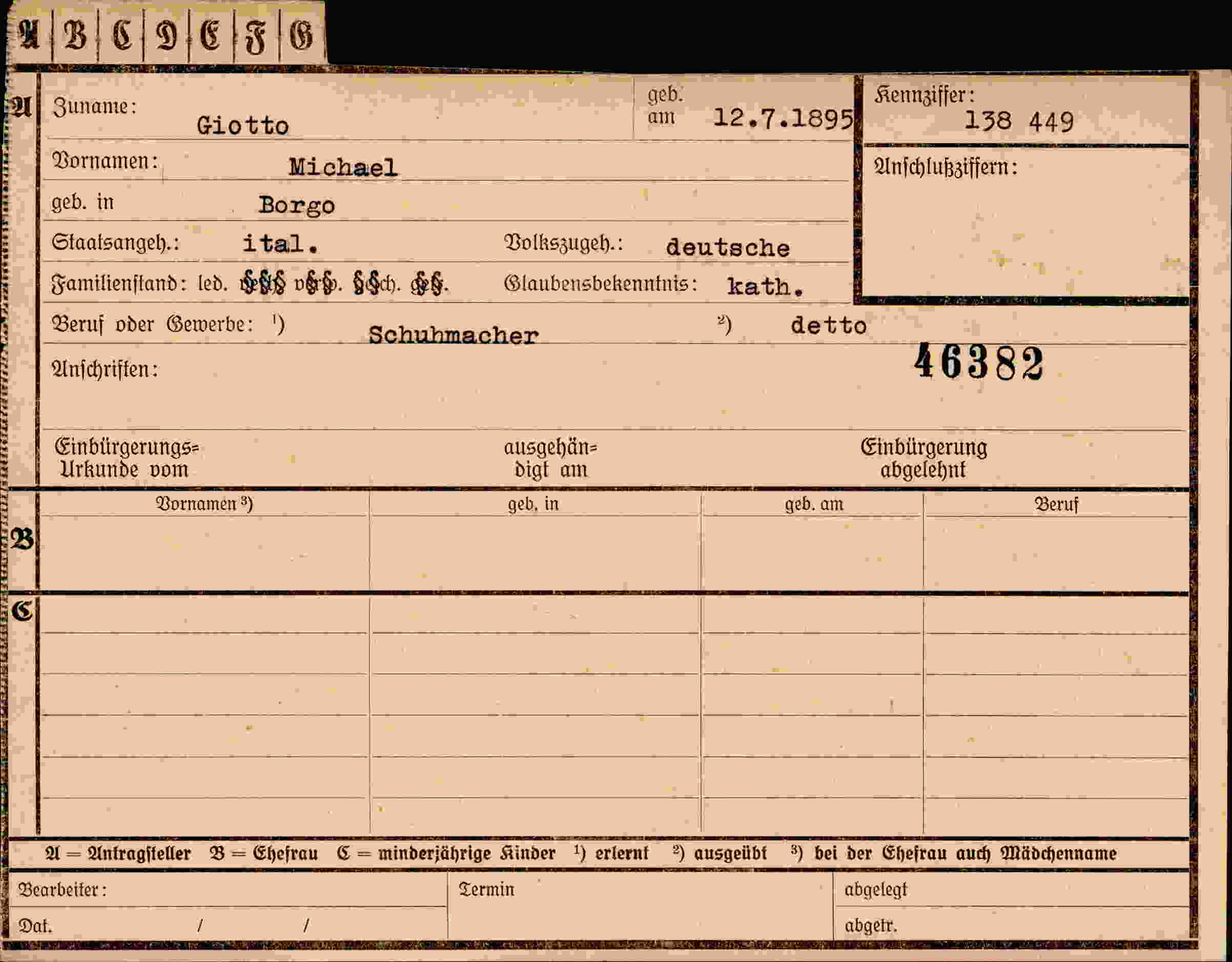 Vorderseite des Dokuments