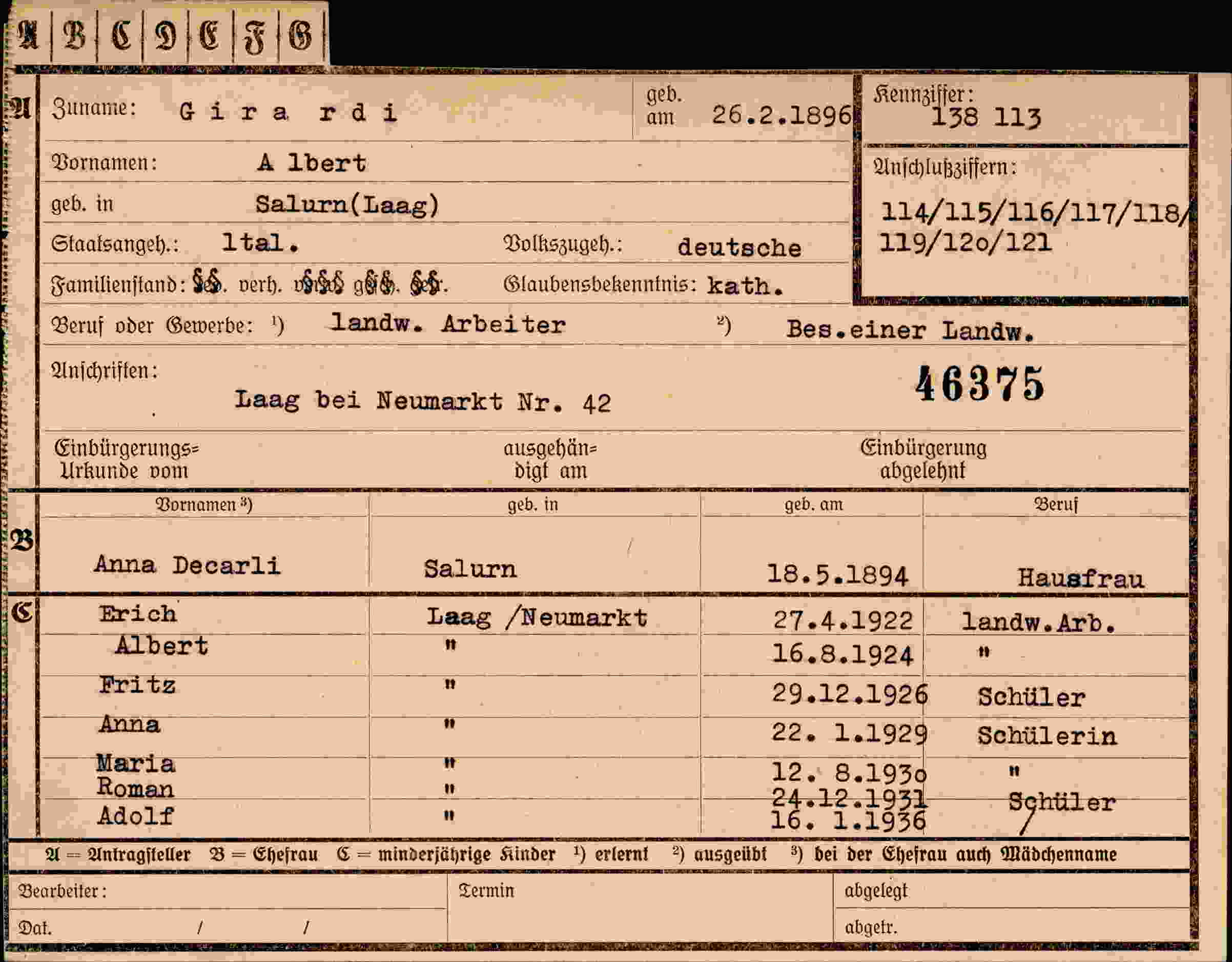 Vorderseite des Dokuments