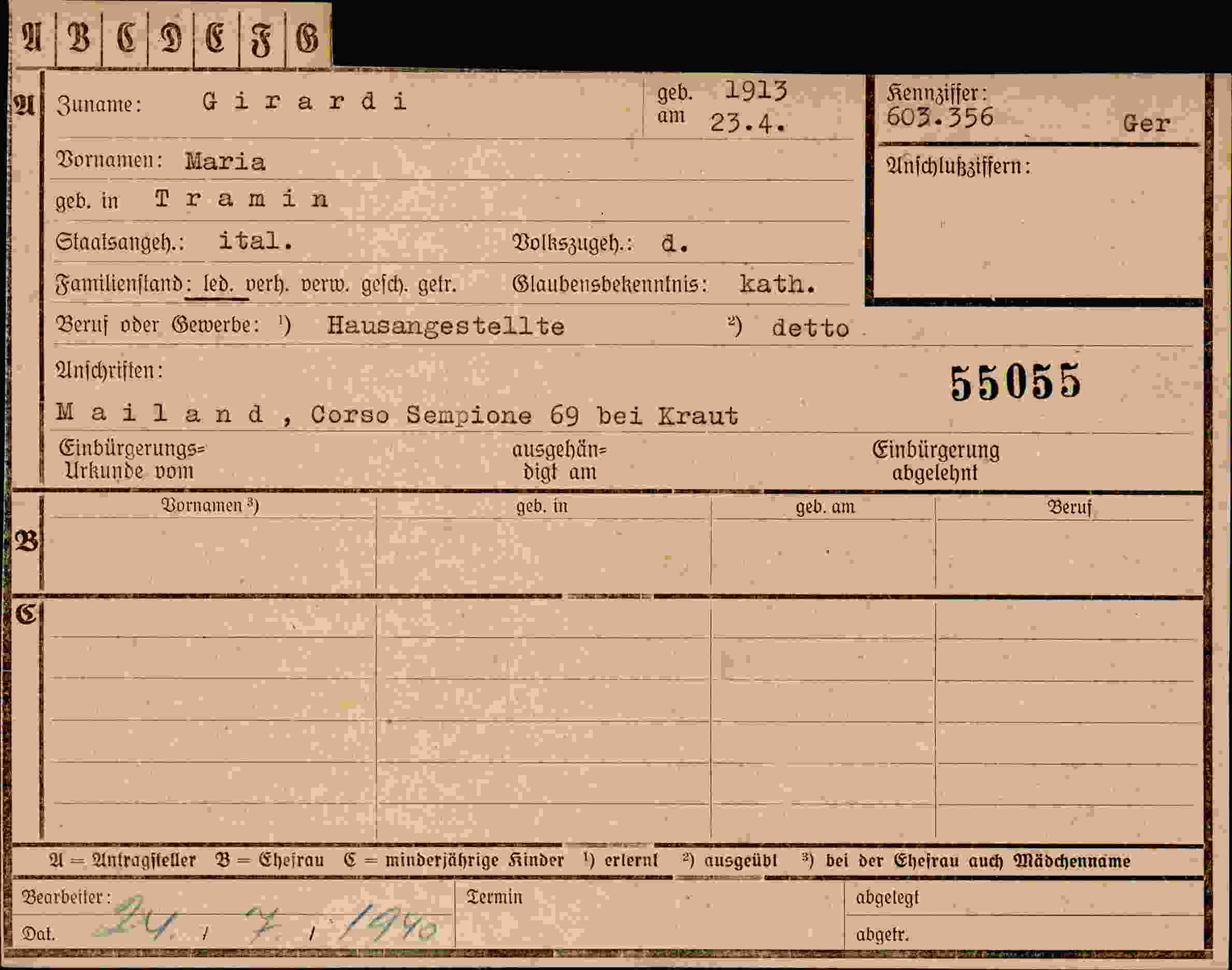 Dokument für Maria Girardi