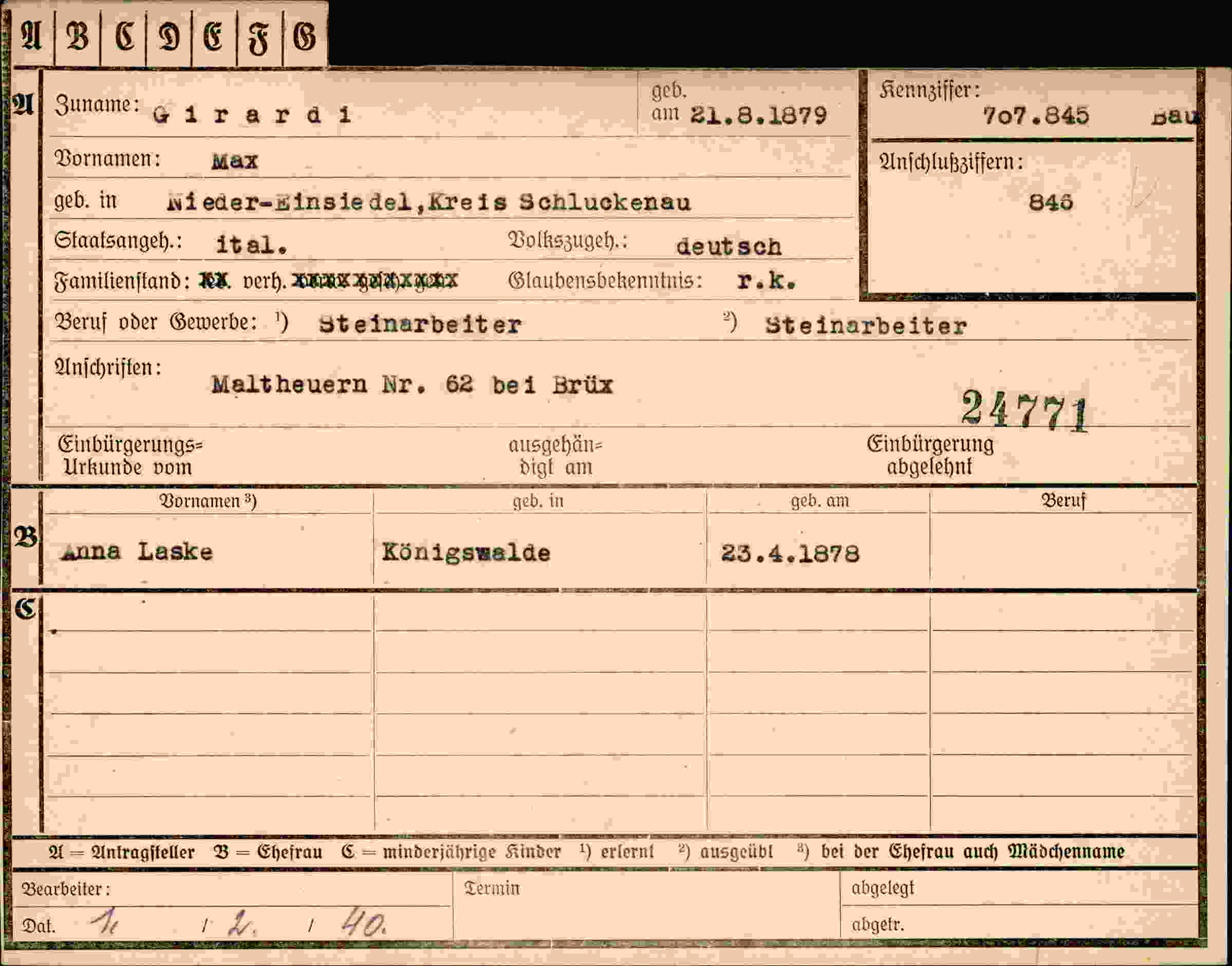Dokument für Max Girardi