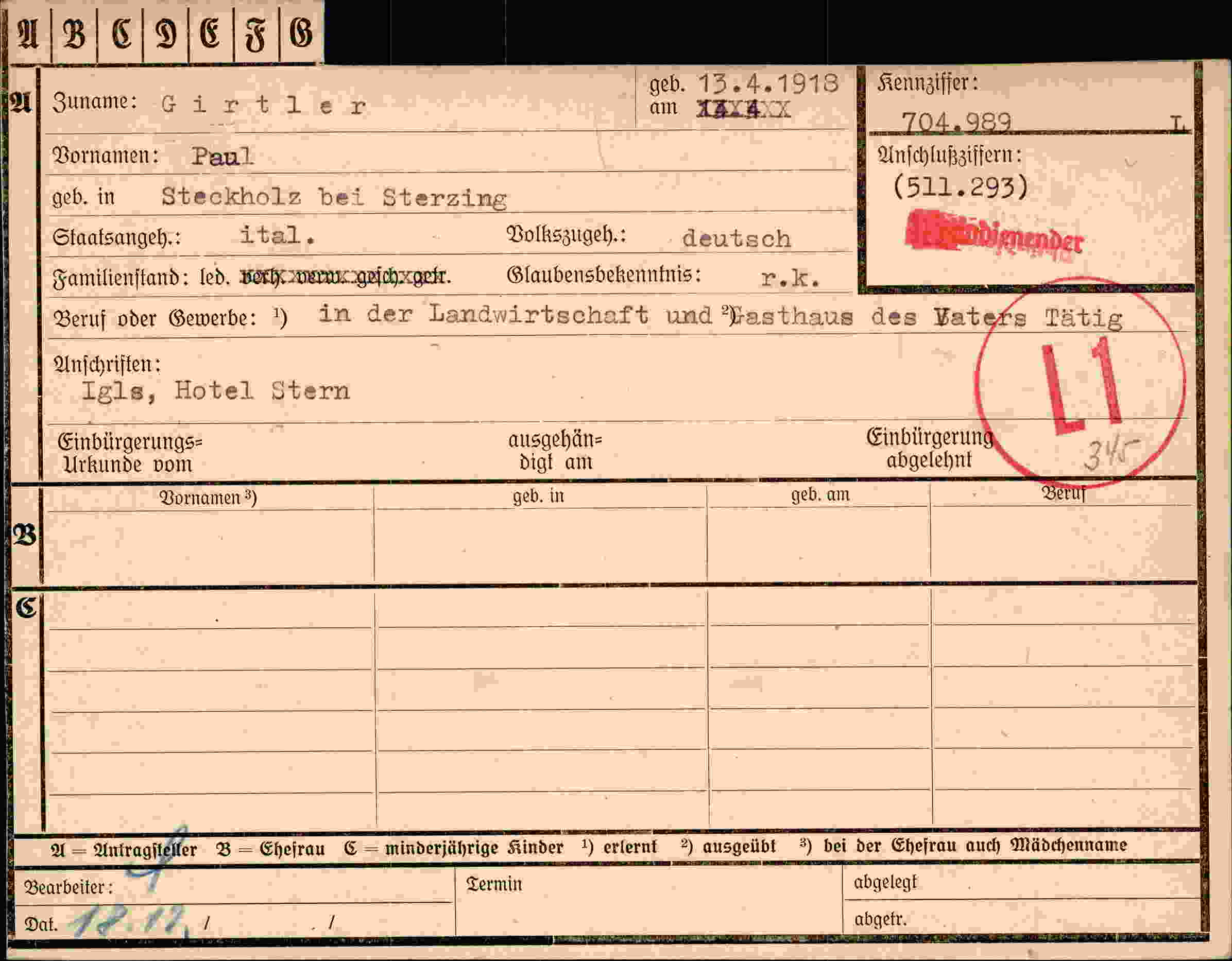 Dokument für Paul Girtler