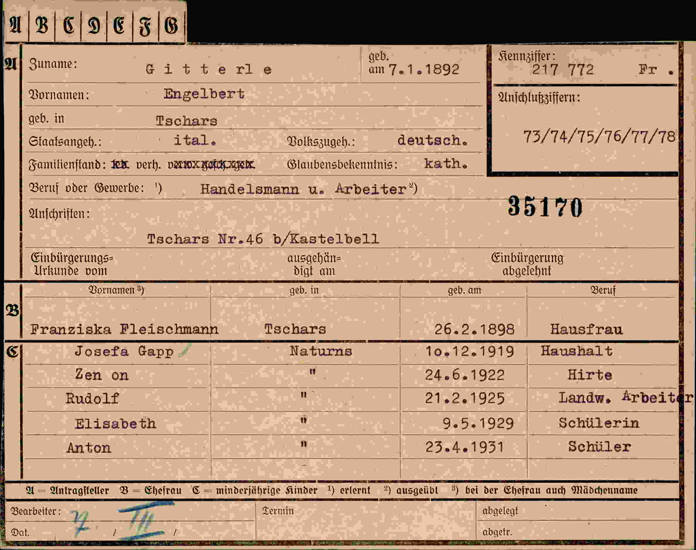 Dokument für Engelbert Gitterle