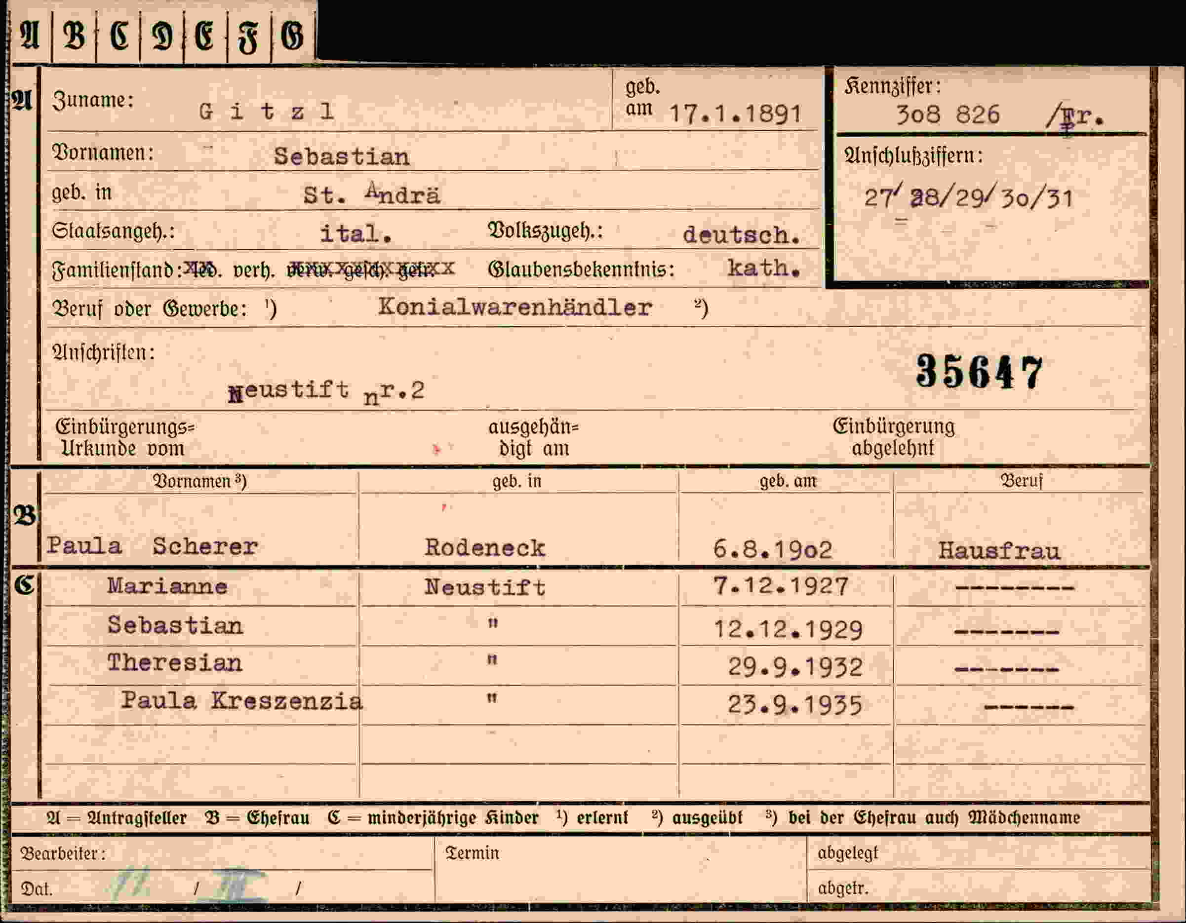 Dokument für Sebastian Gitz