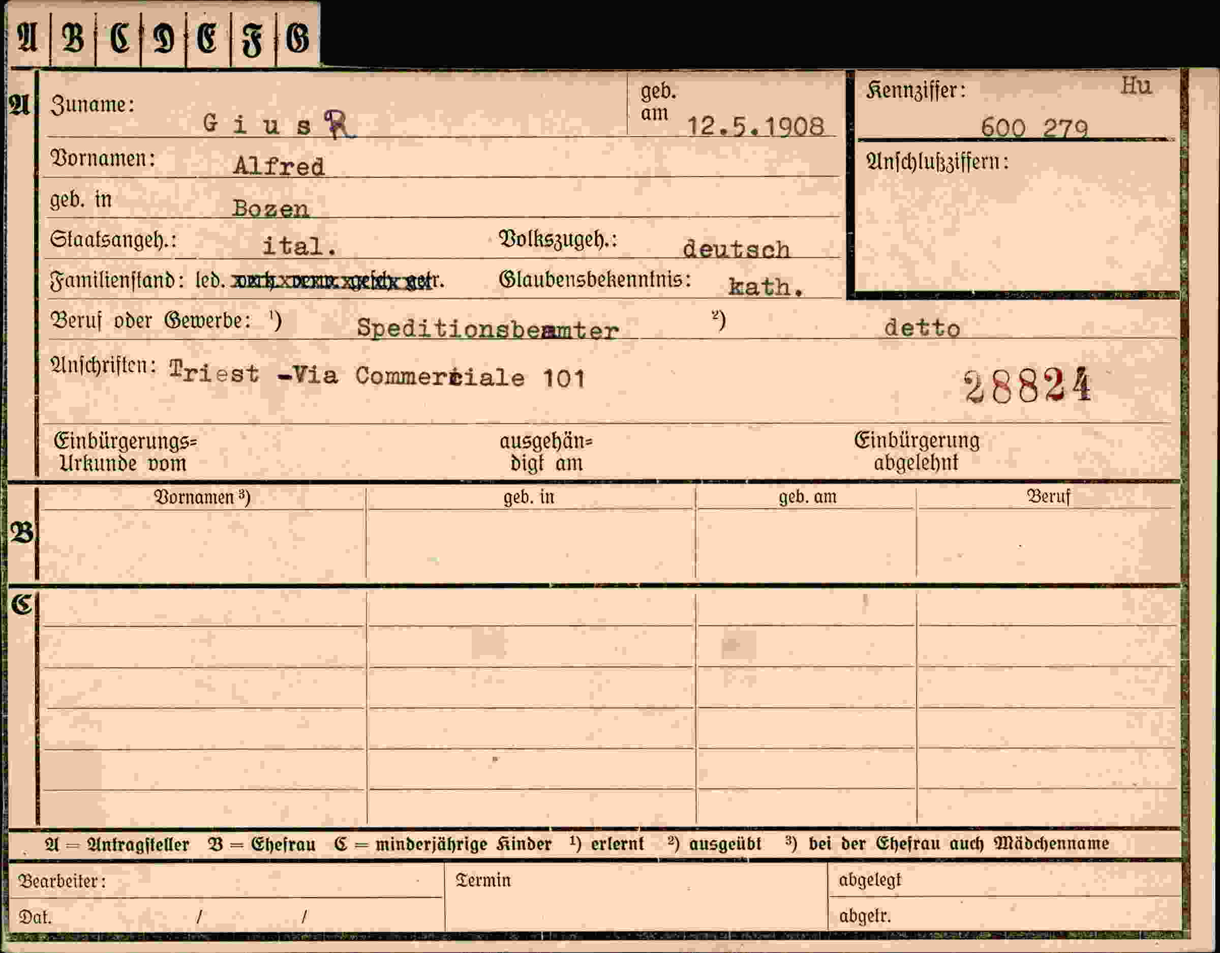 Dokument für Alfred Giusk