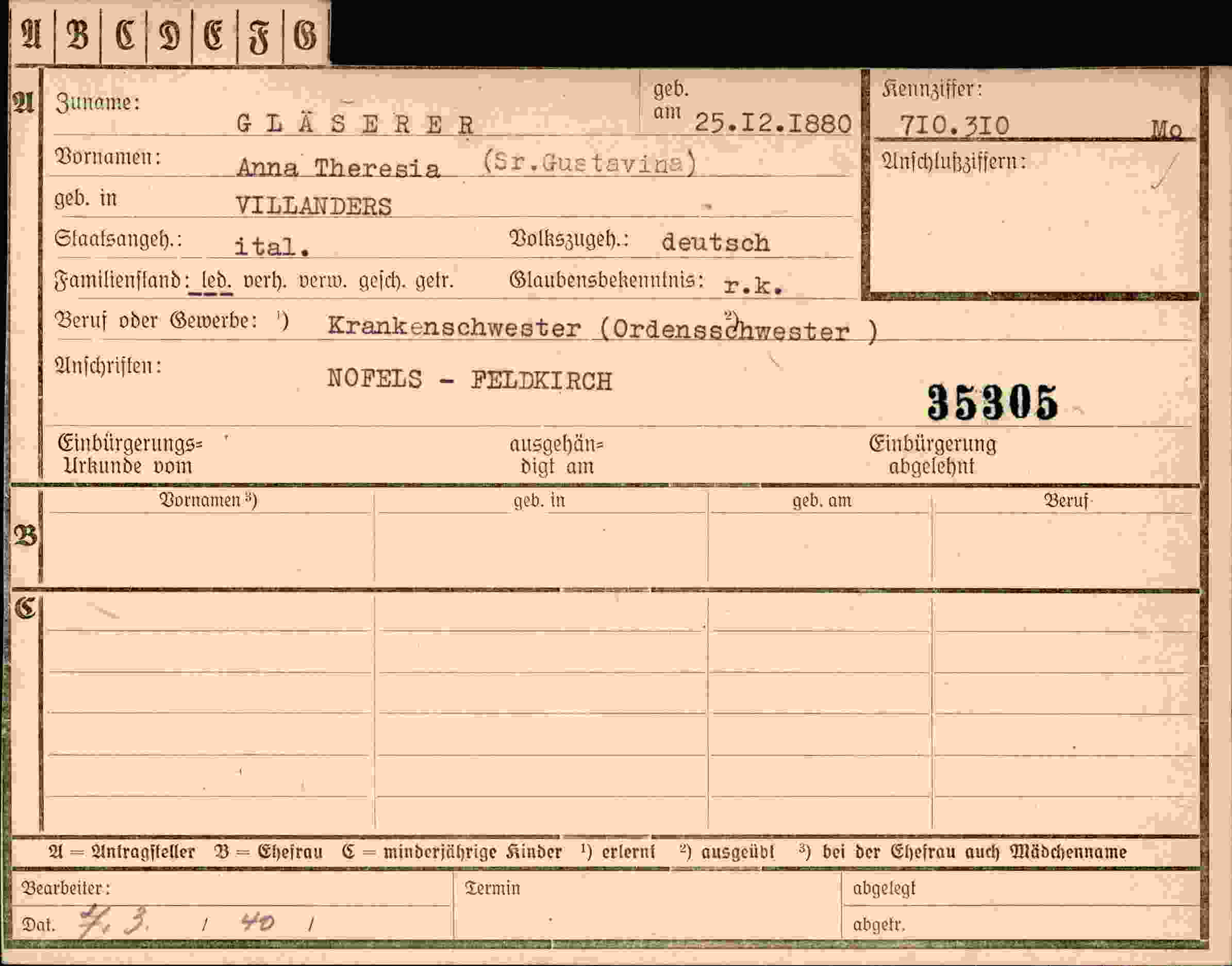 Vorderseite des Dokuments
