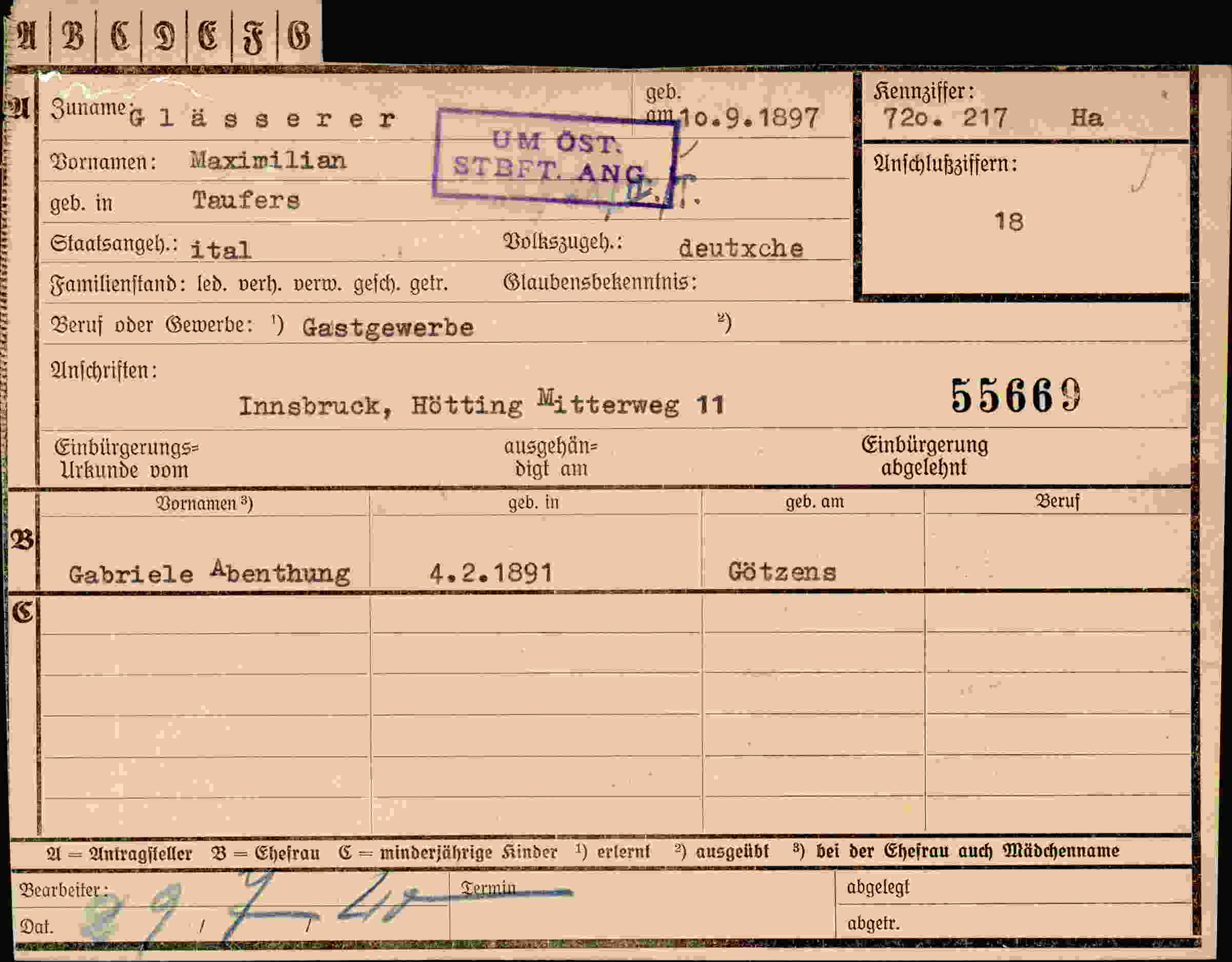 Dokument für Maximilian Gässerer
