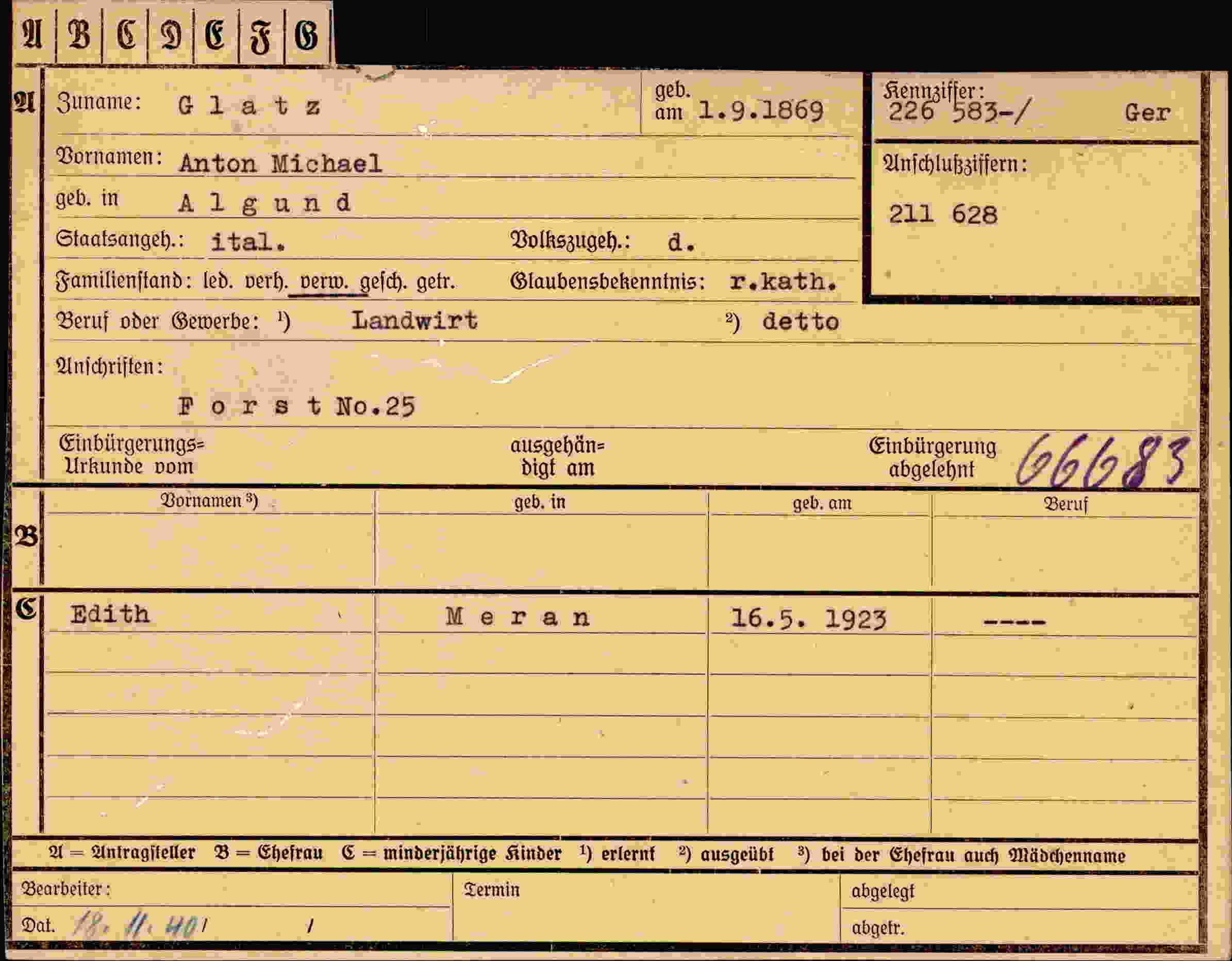 Vorderseite des Dokuments