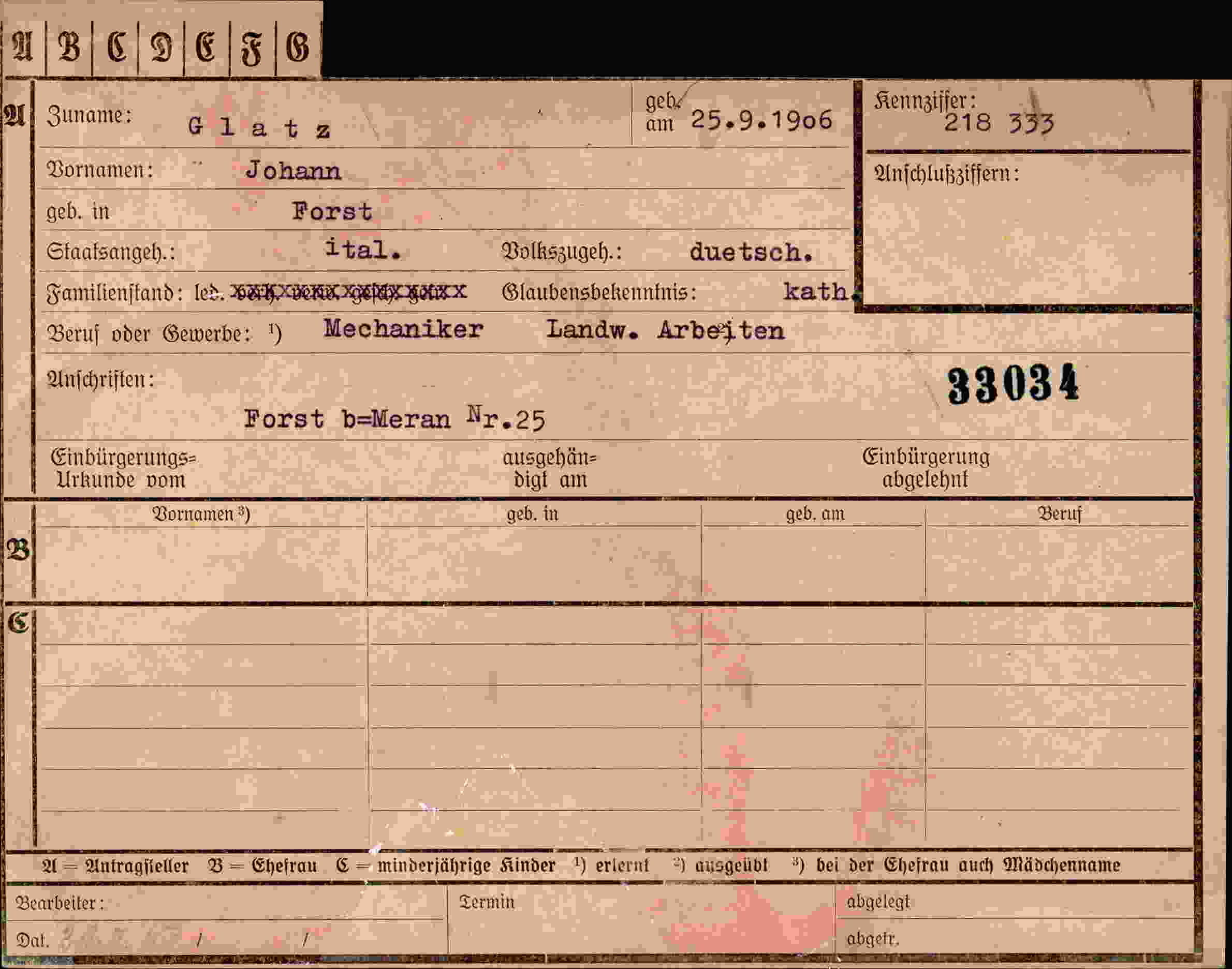 Vorderseite des Dokuments