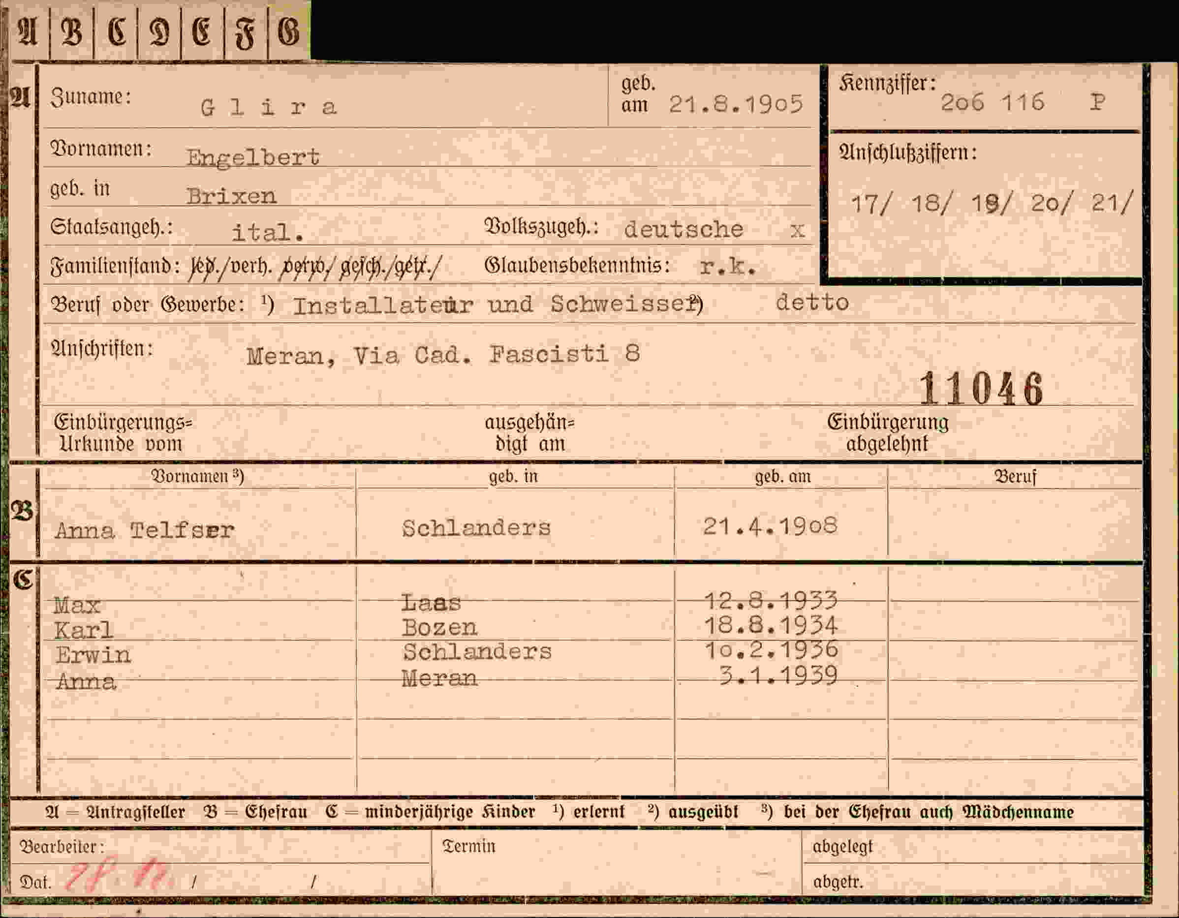 Vorderseite des Dokuments