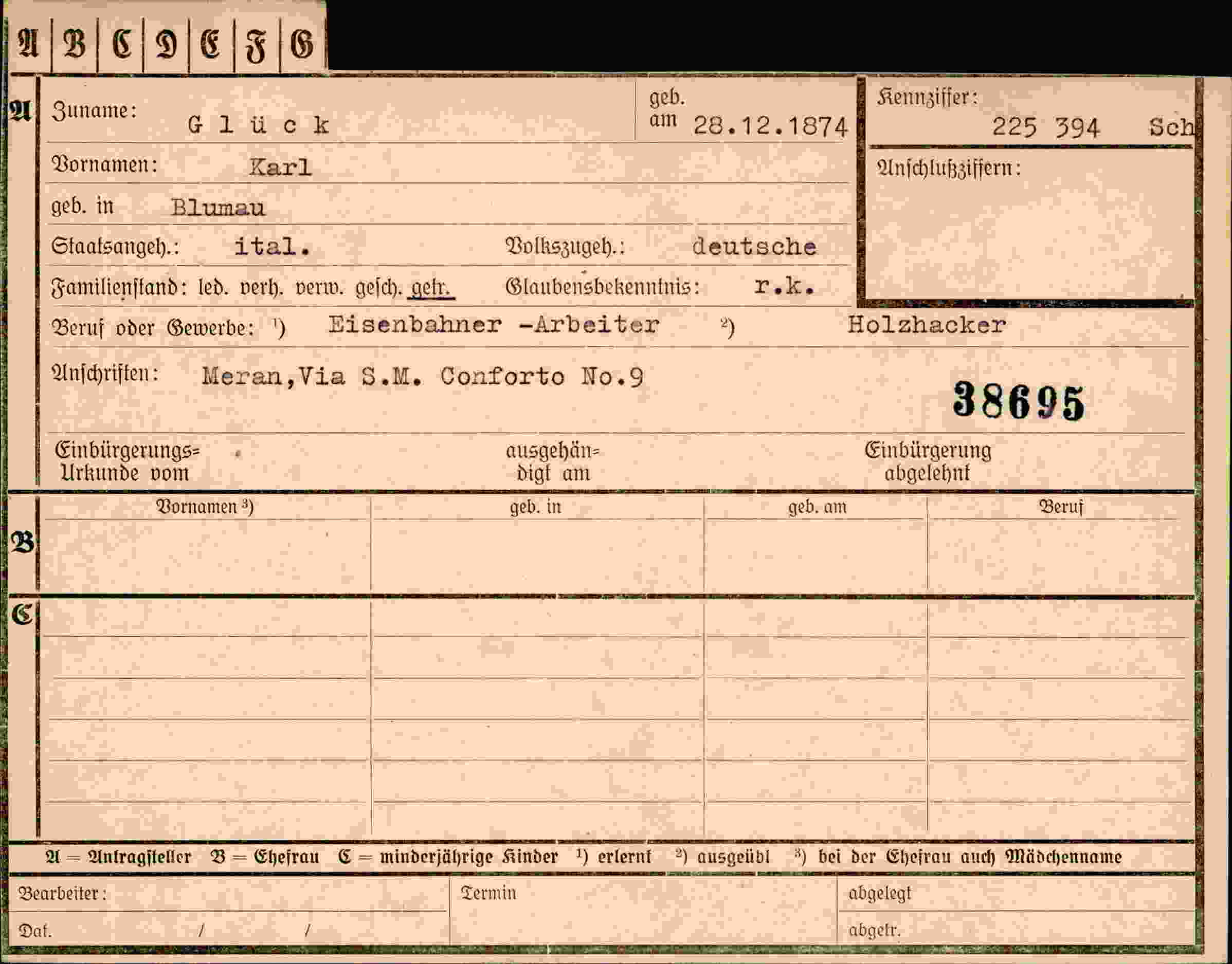 Dokument für Karl Glück