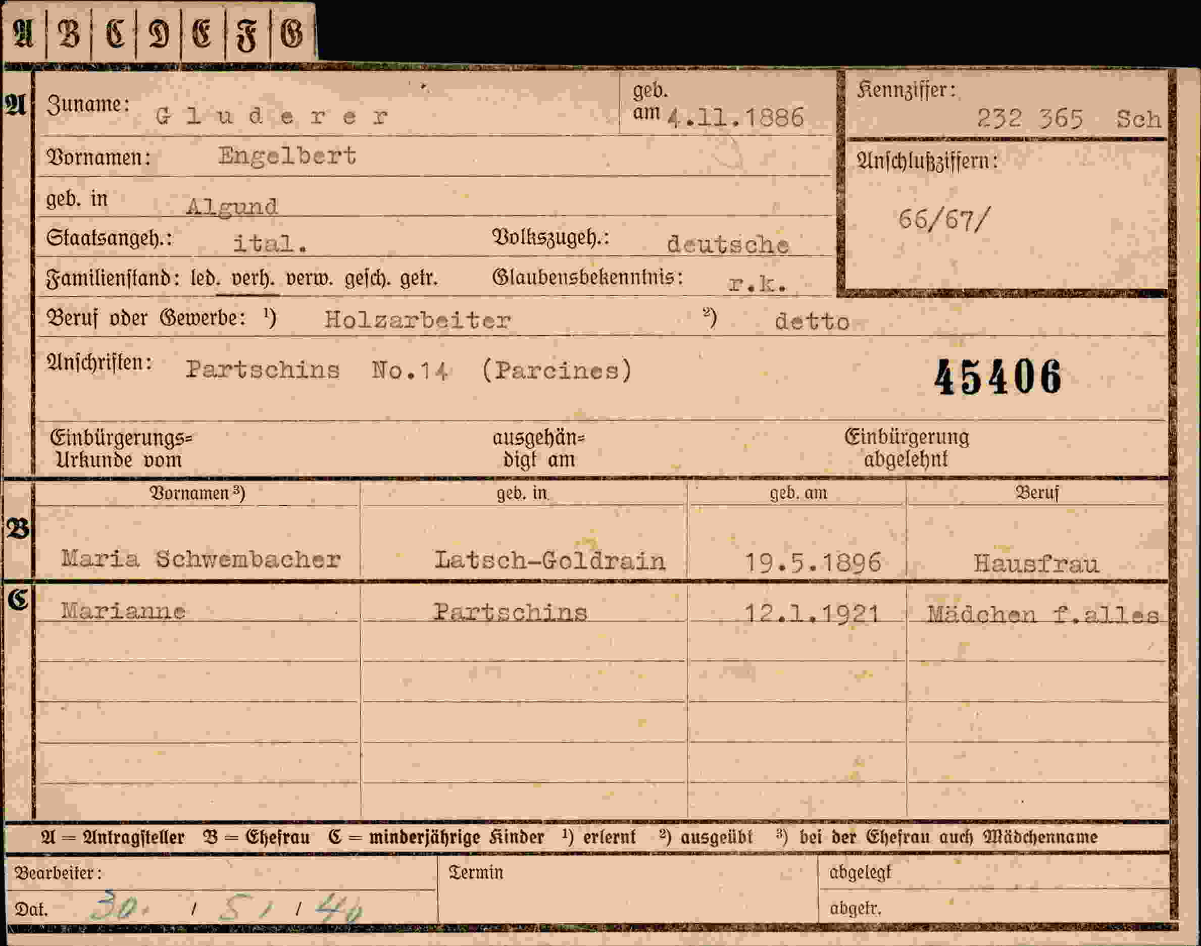 Vorderseite des Dokuments