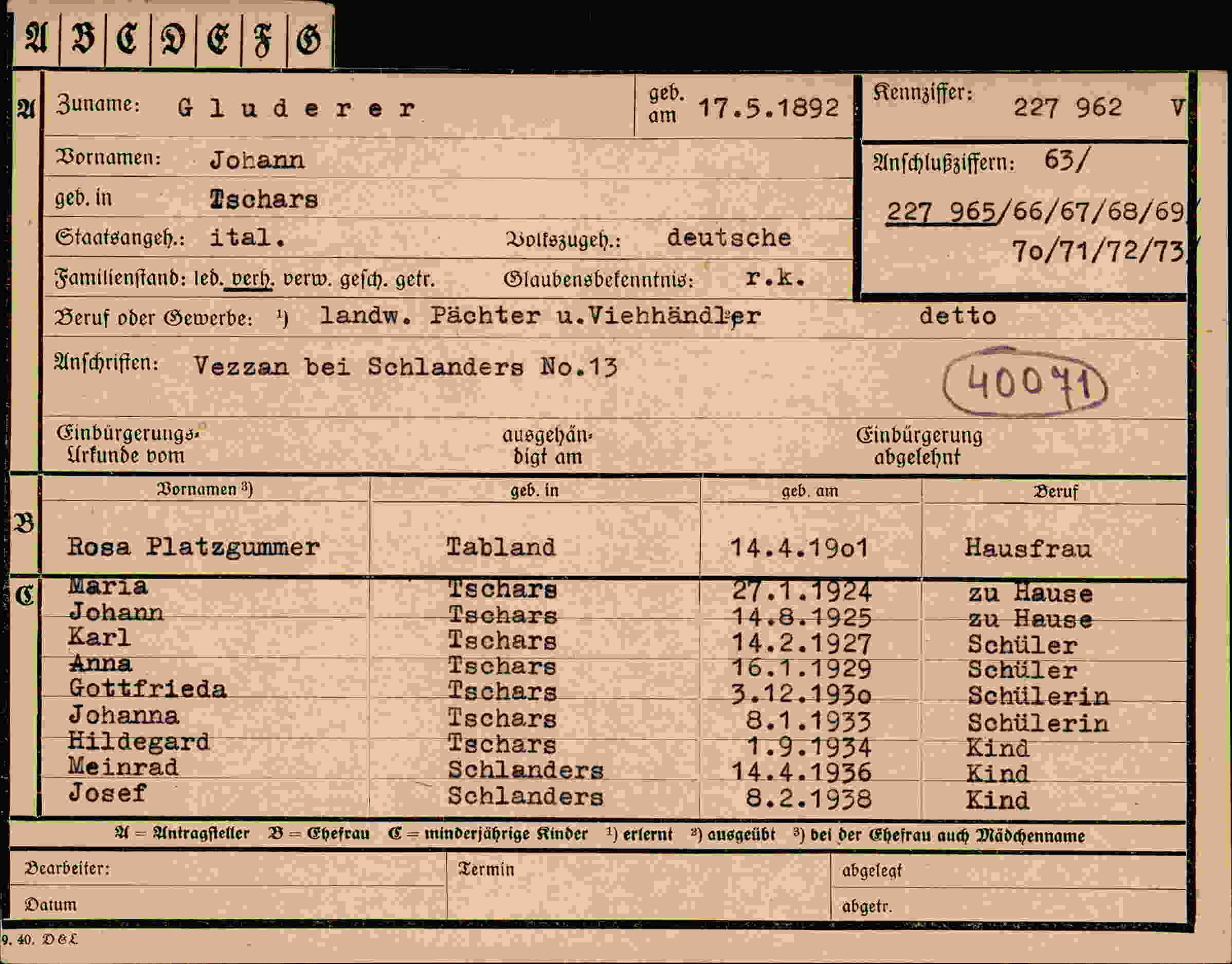 Vorderseite des Dokuments