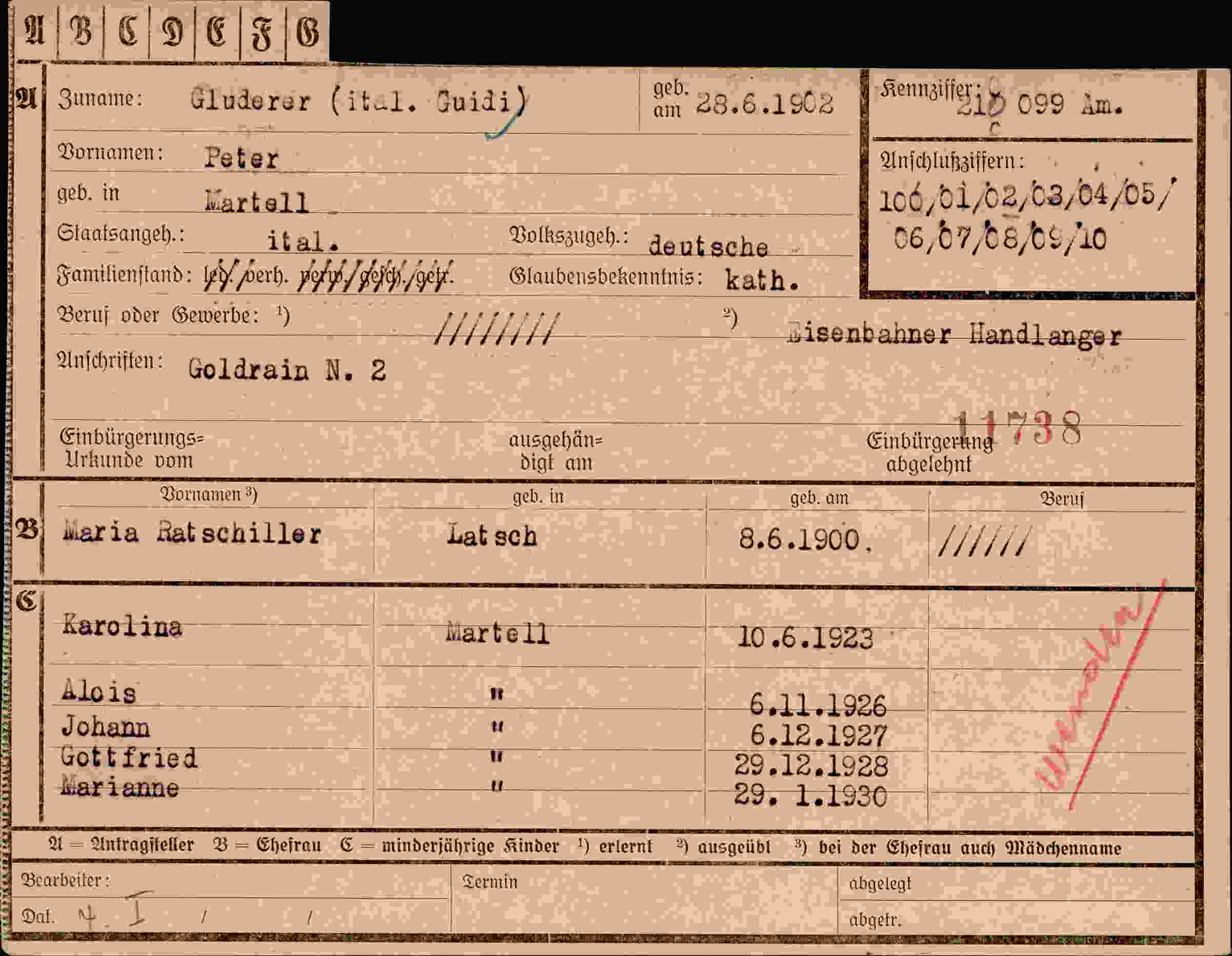 Dokument für Peter Gluderer