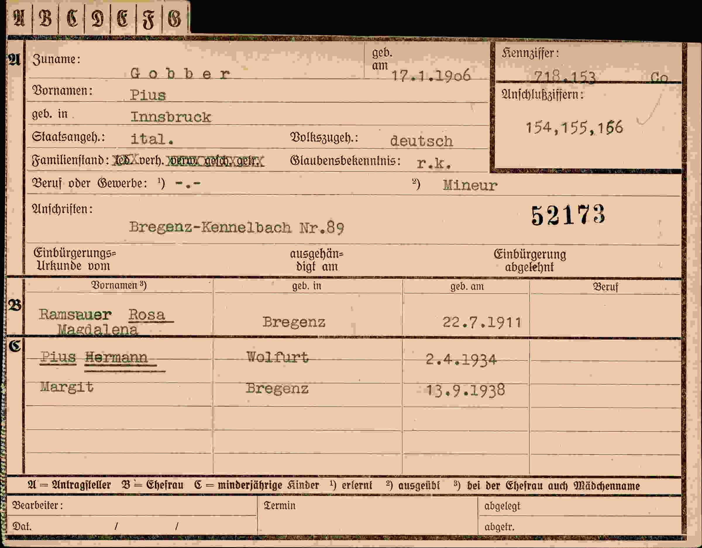 Vorderseite des Dokuments