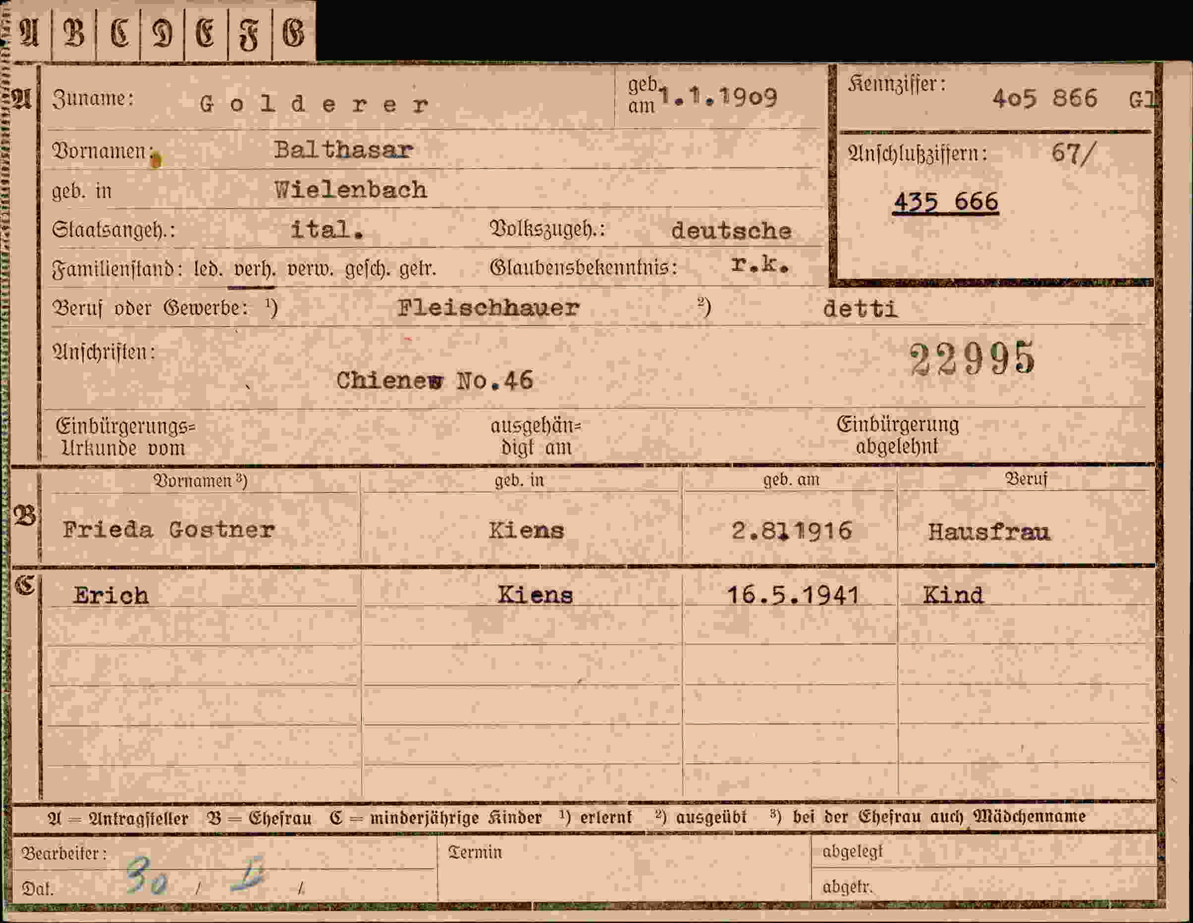 Vorderseite des Dokuments
