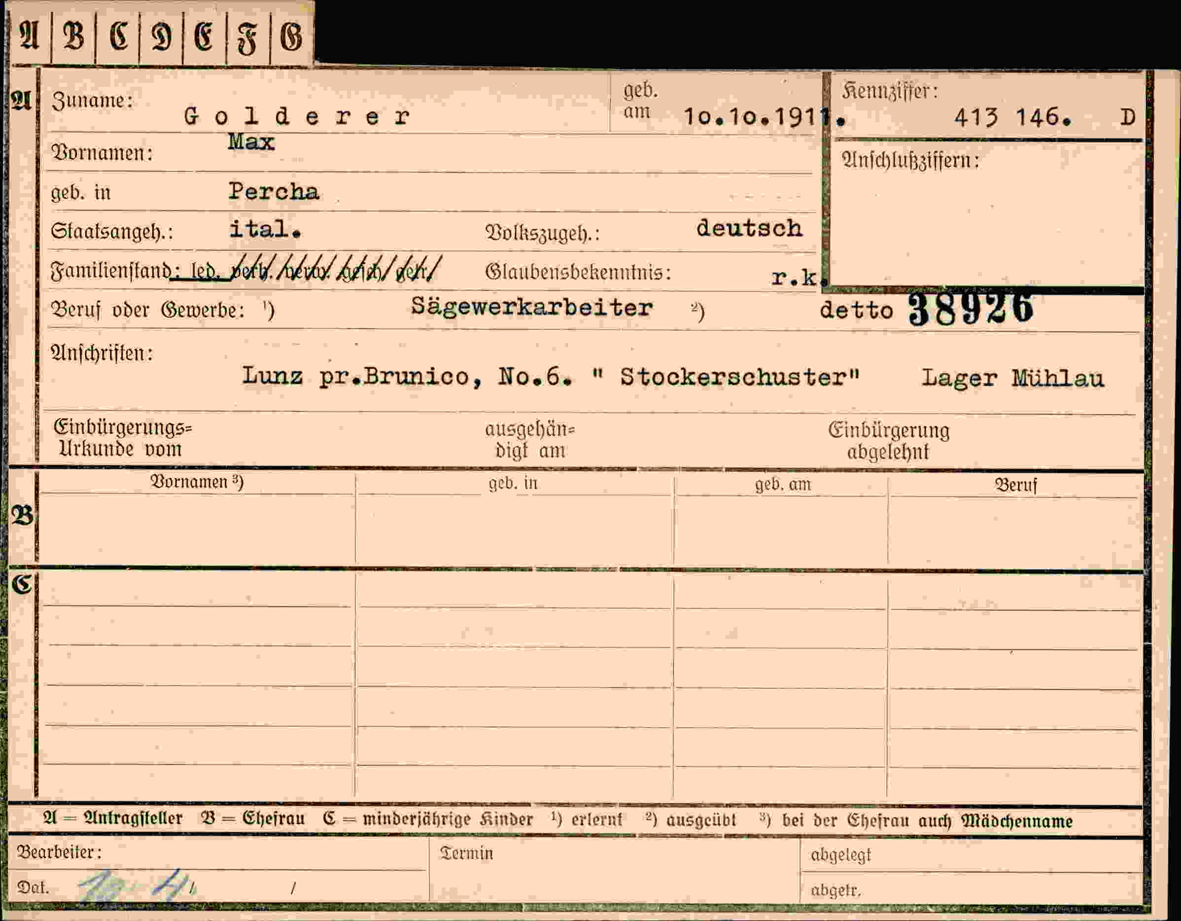 Dokument für Max Golderer
