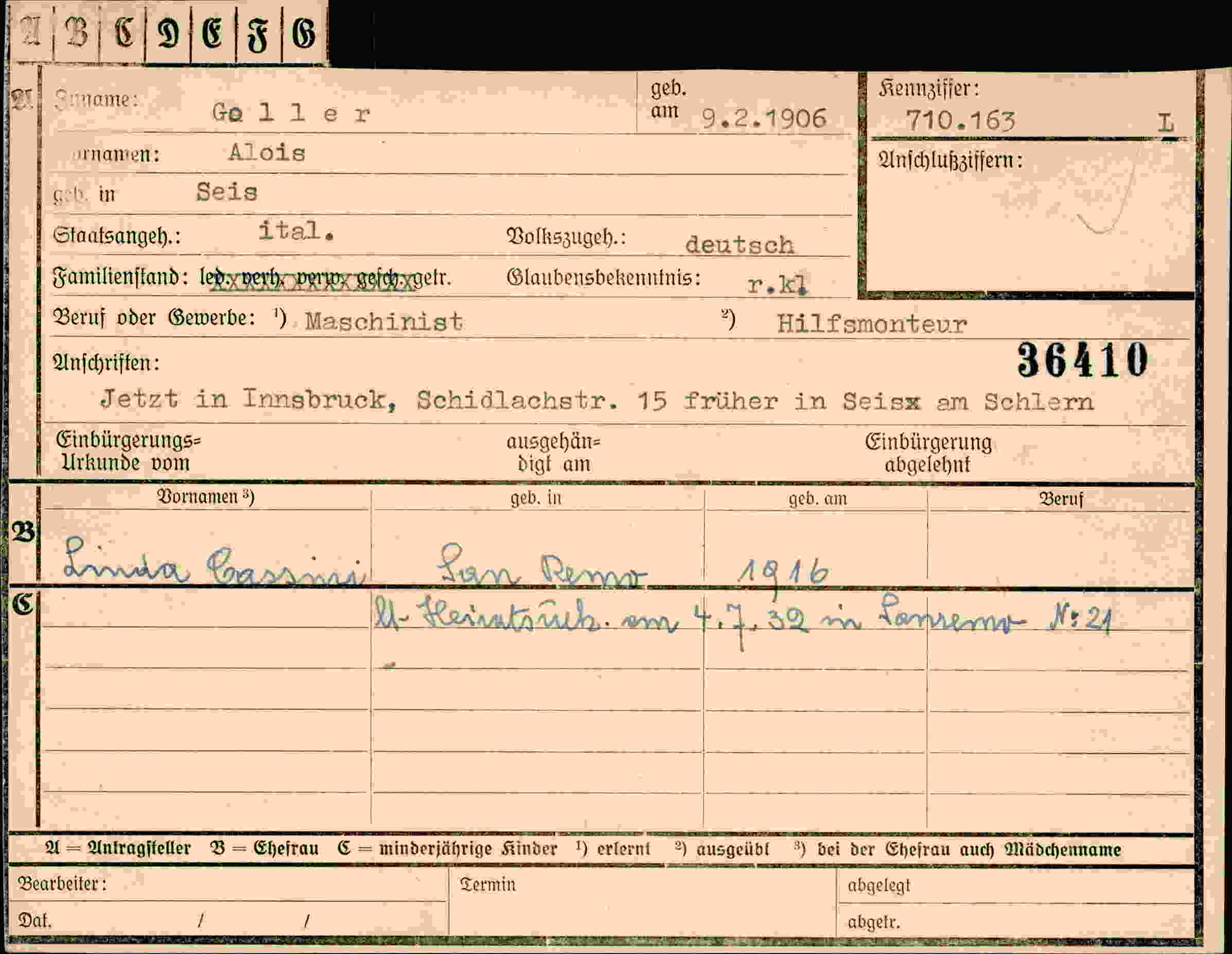 Dokument für Alois Goller