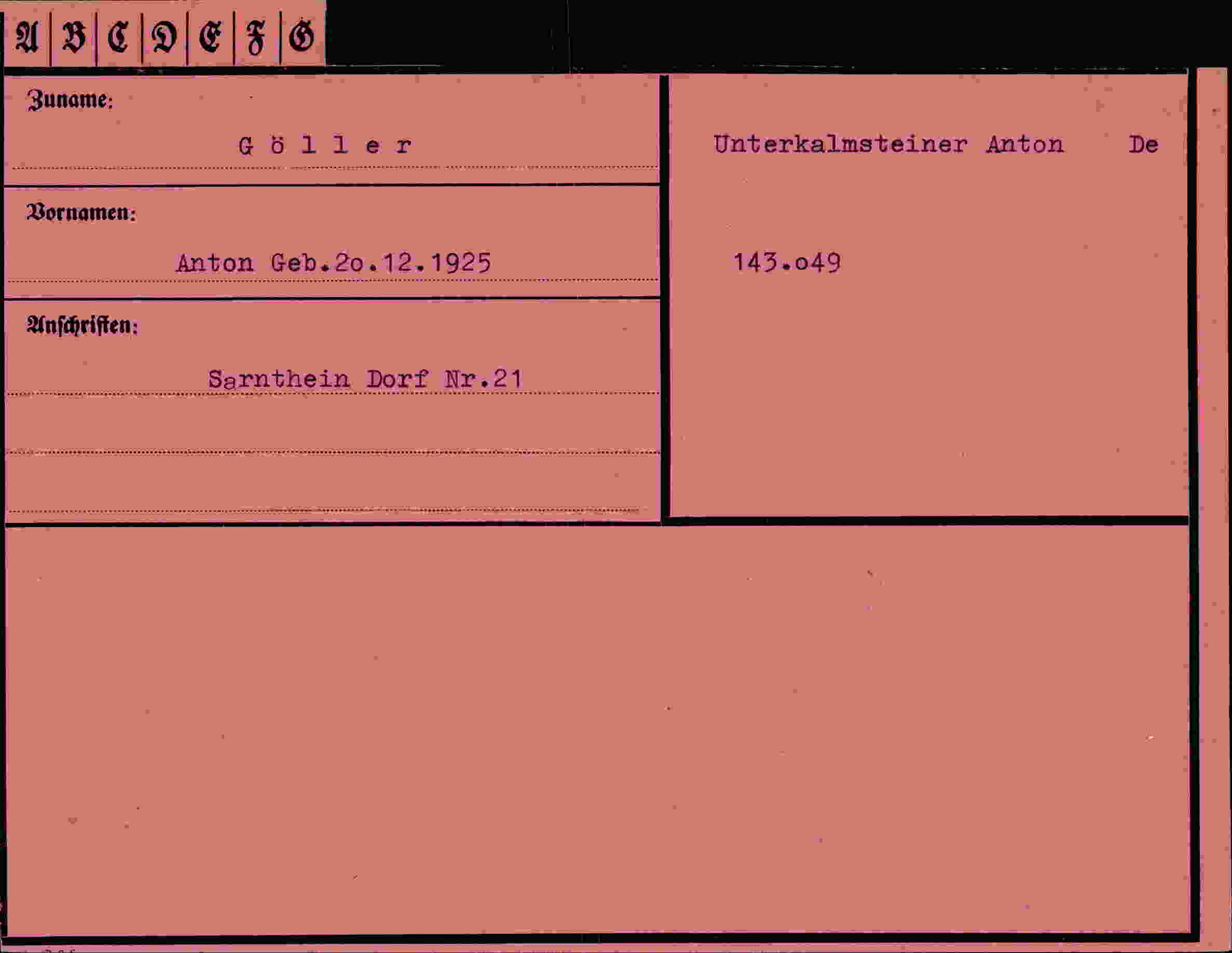Vorderseite des Dokuments