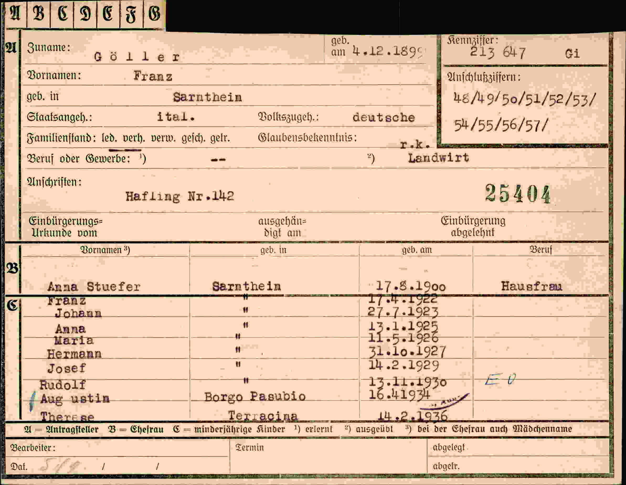 Dokument für Franz Göller