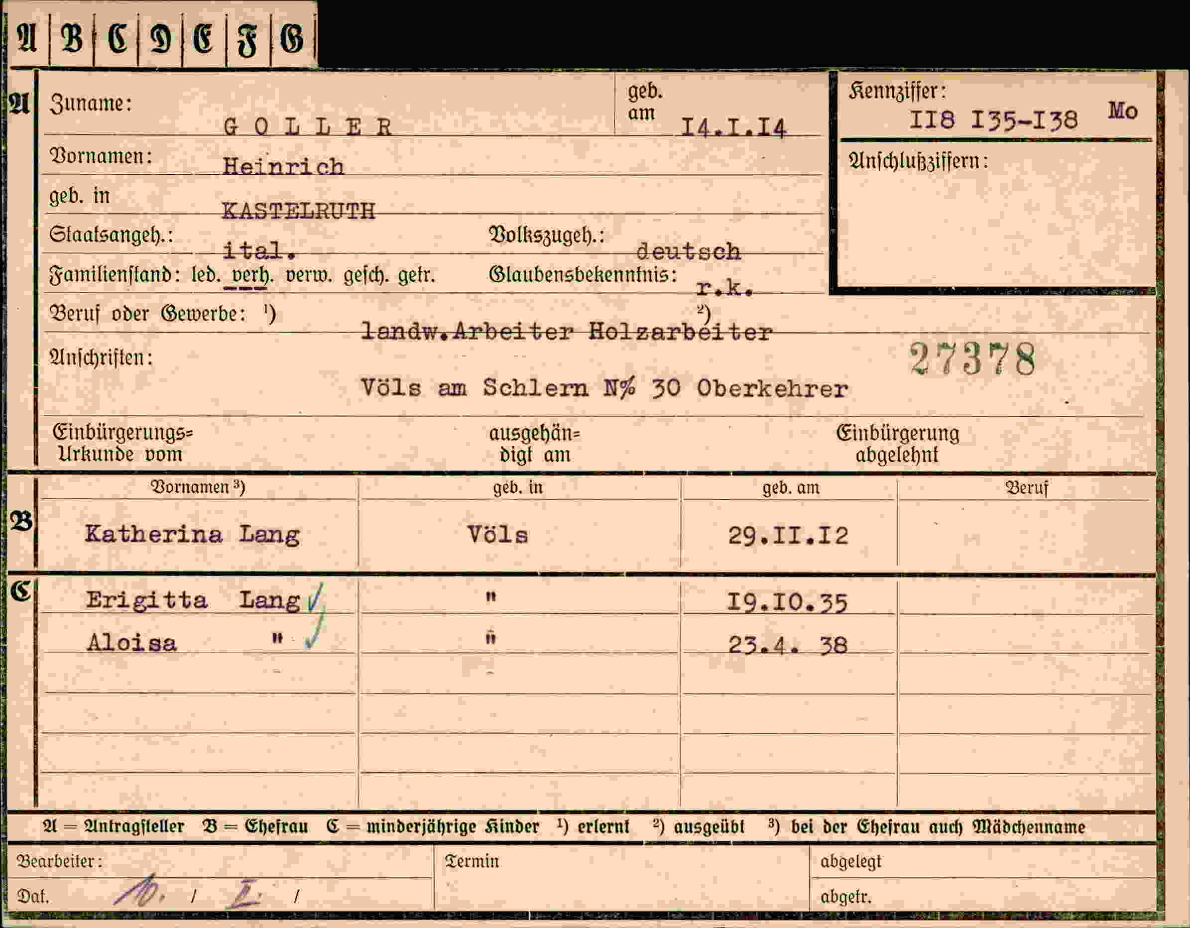Dokument für Heinr Goller
