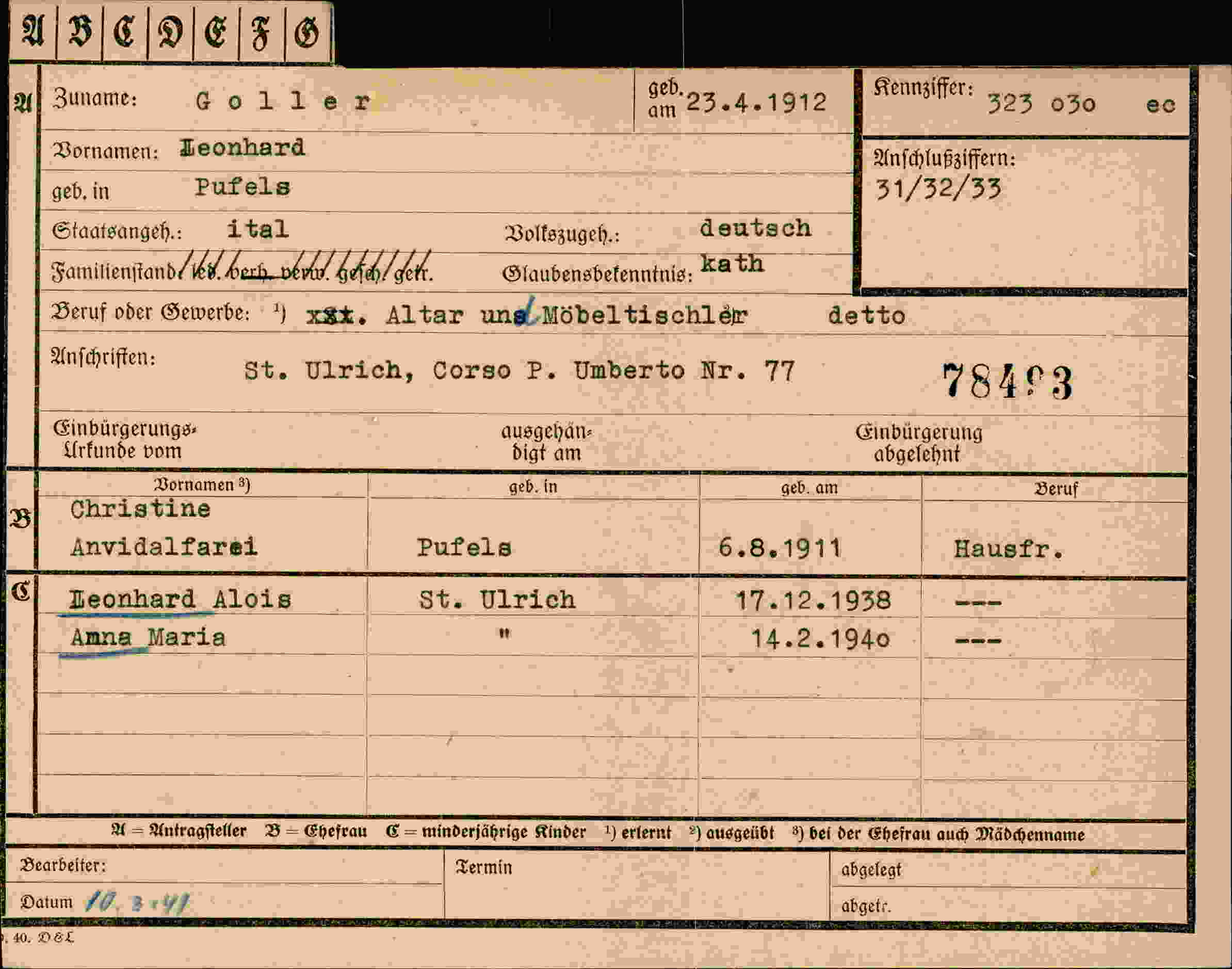 Dokument für Leonhard Goller