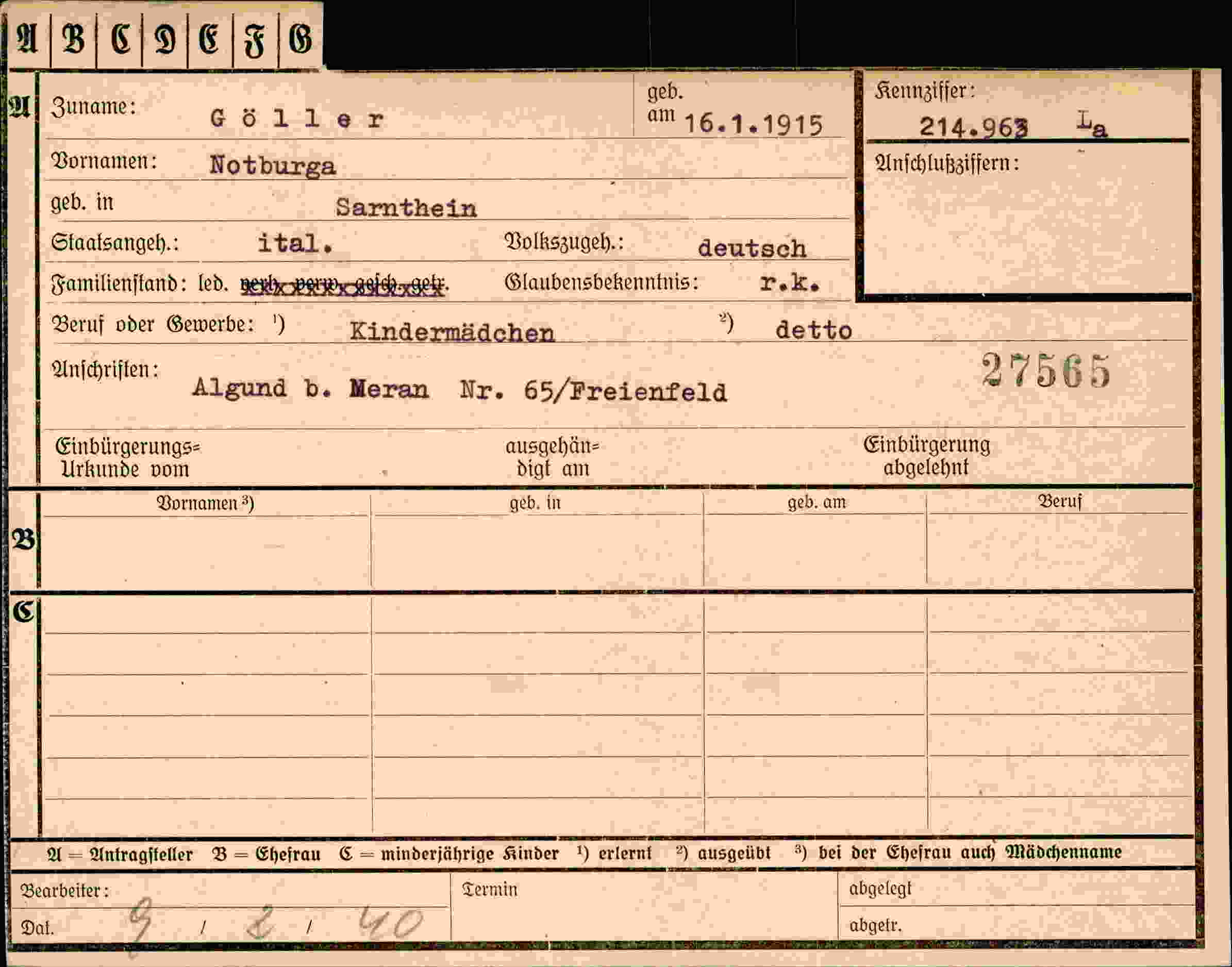 Dokument für Notburga Göller