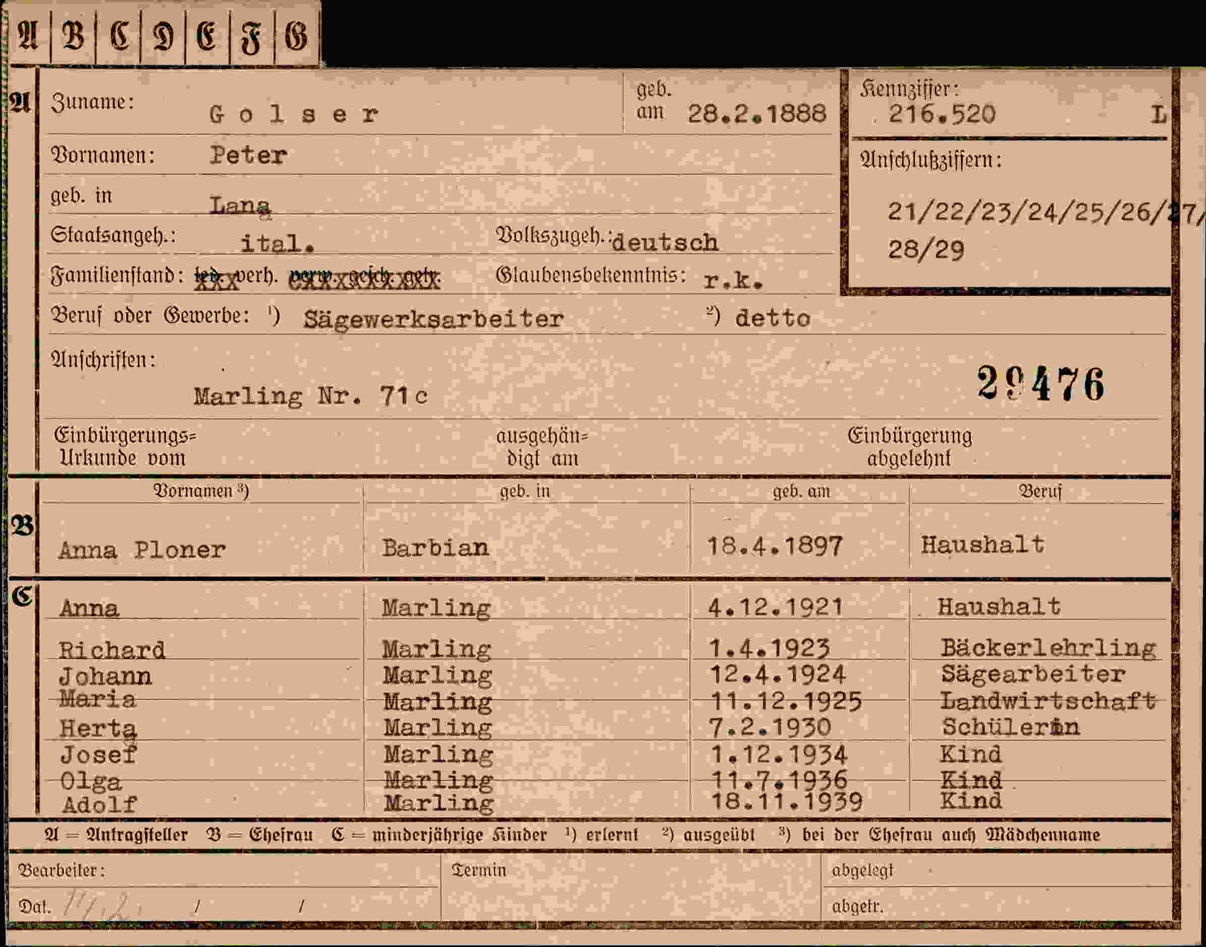Dokument für Peter Golser