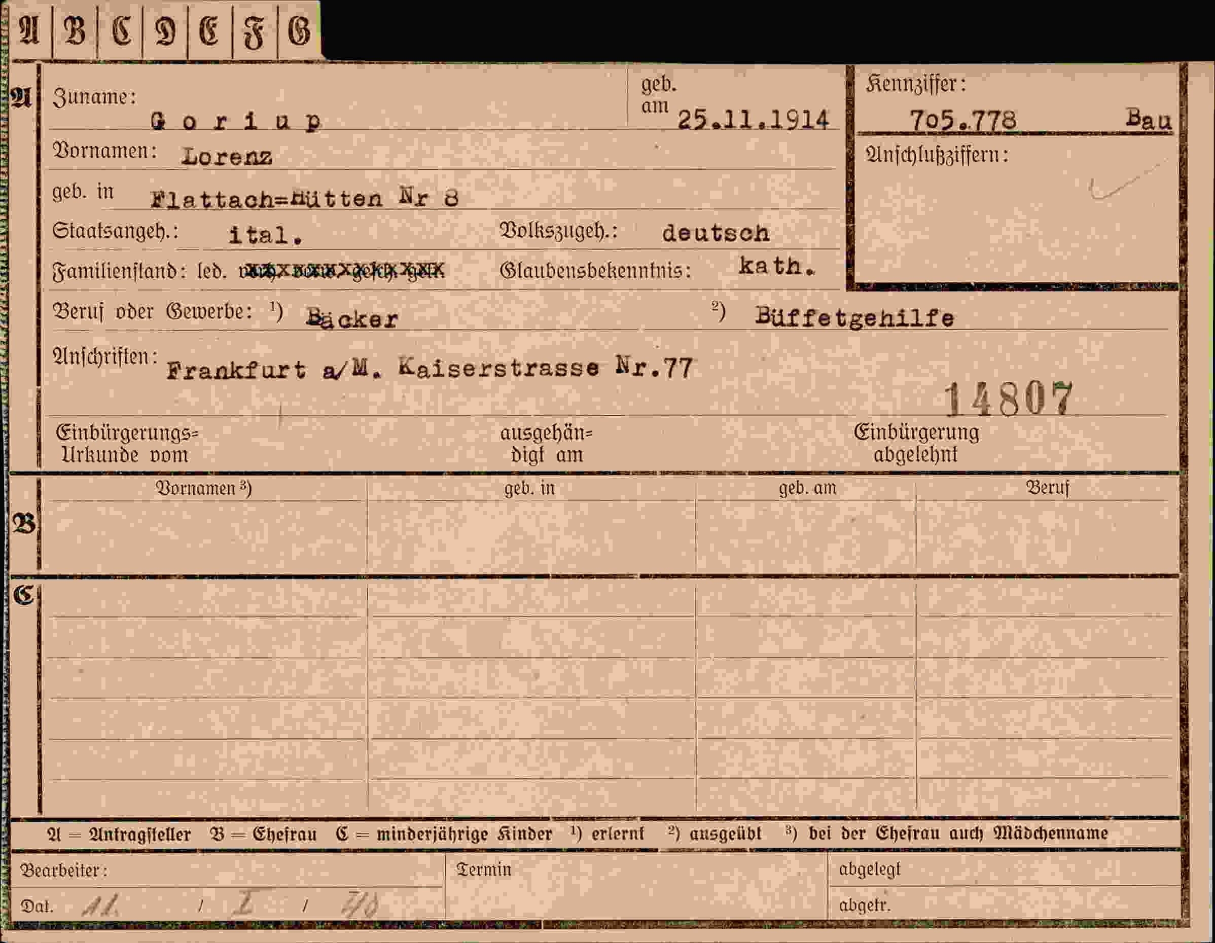 Dokument für Lorenz Goriup